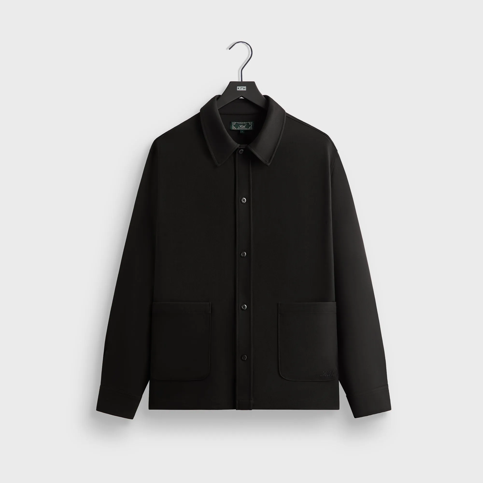 Kith Double Weave Boxy Collared Overshirt - Black Multi Pocket Utility Athleisure Trend