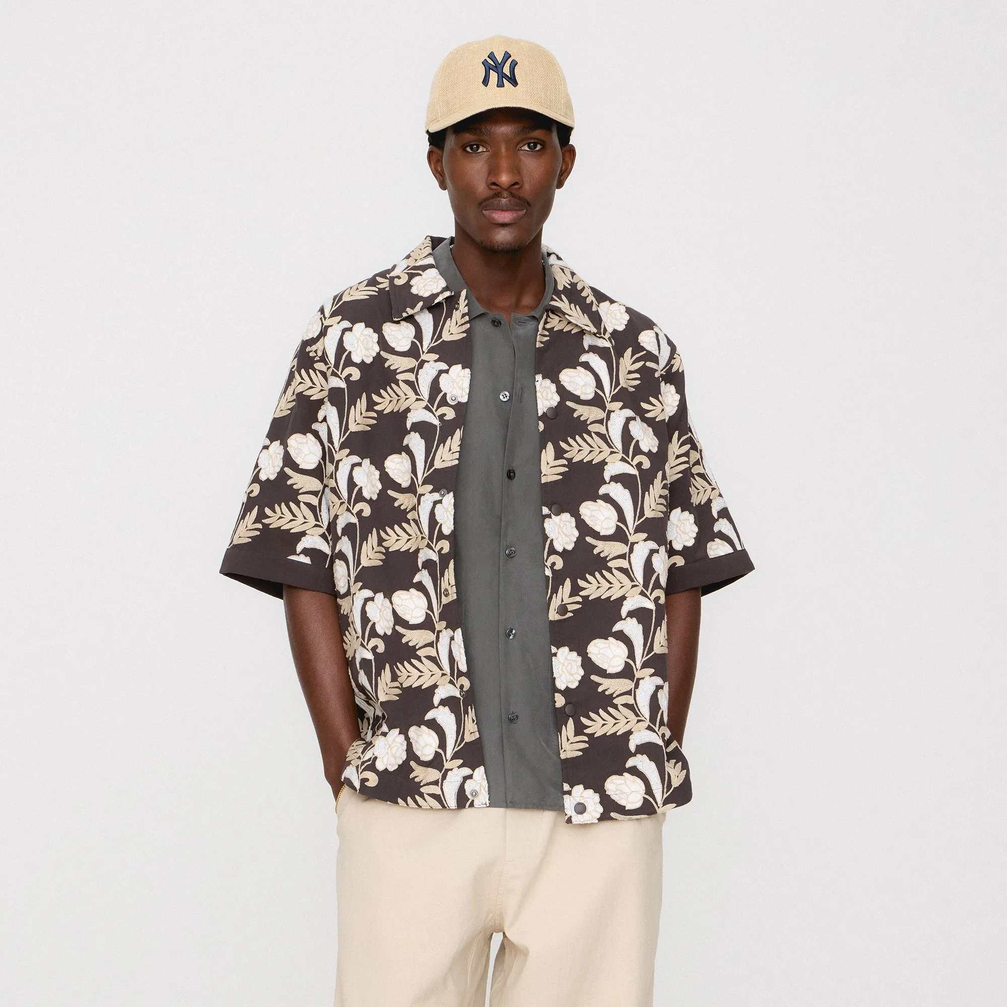 Compact Packing Kith Embroidered Floral Woodpoint Shirt - Kindling