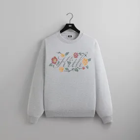 Comfy Knit Layer Kith Floral Script Nelson Crewneck - Light Heather Grey