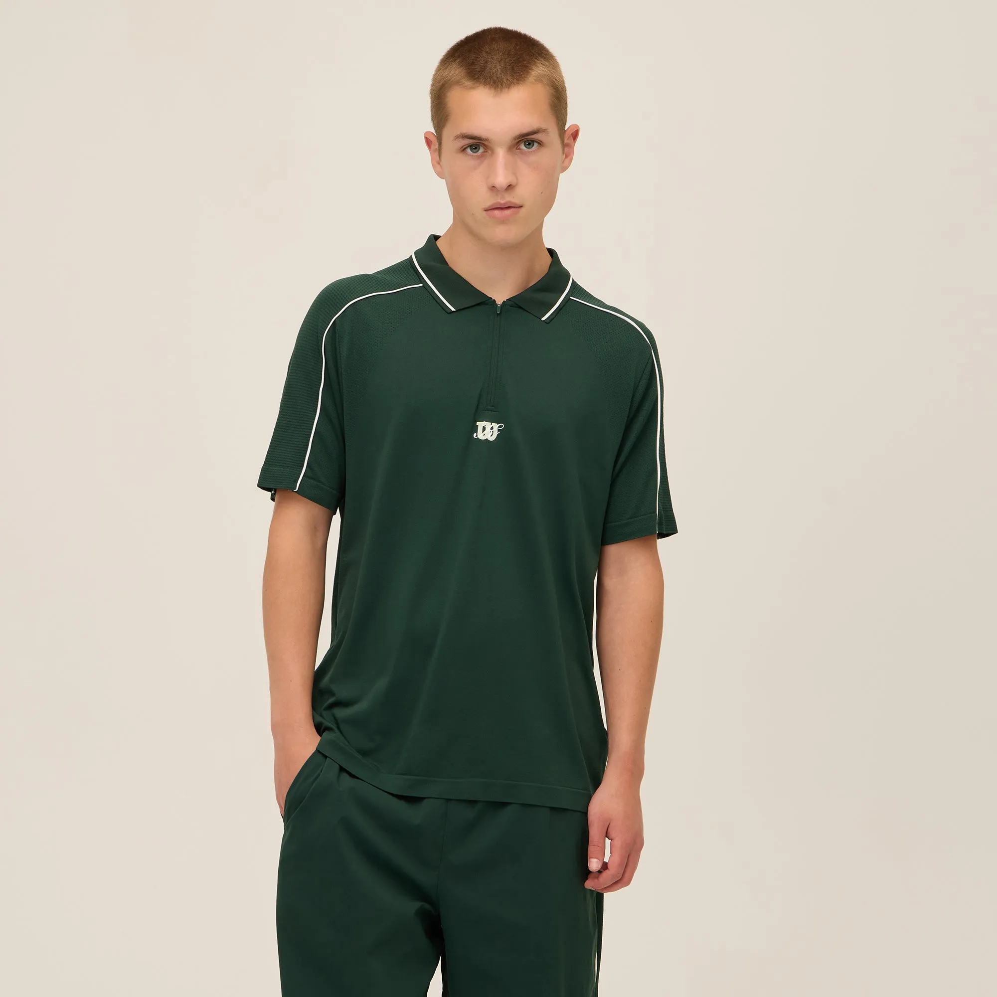 Wrinkle Free Treatment Workout Friendly Kith for Wilson Doherty Zip Front Polo - Stadium