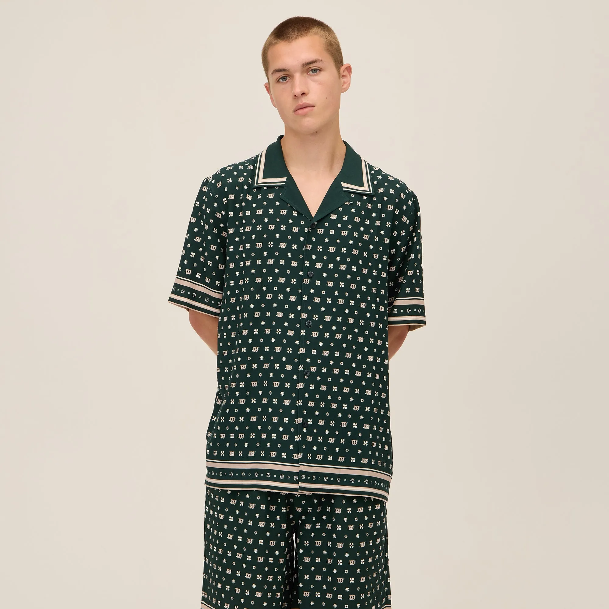 Travel Friendly Business Meeting Kith for Wilson Silk Lyocell Thompson Camp Collar Shirt - Stadium