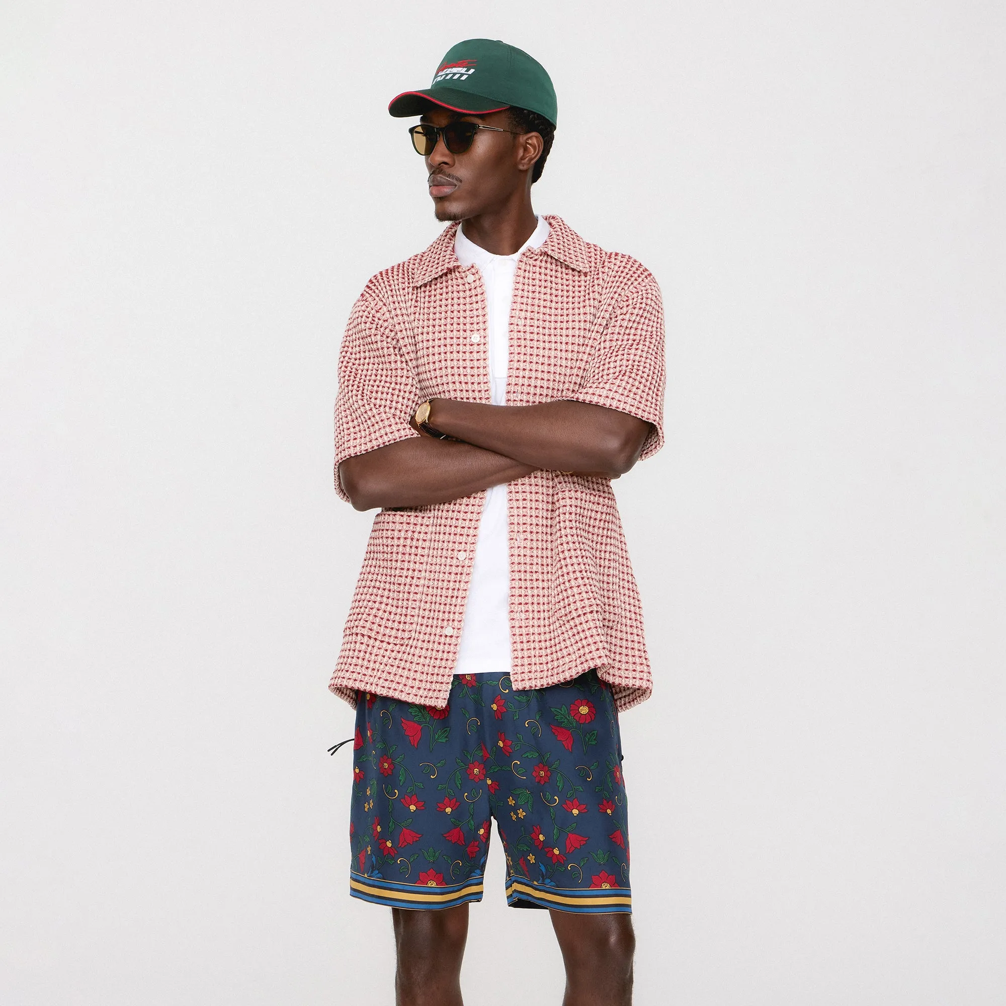 Flex Fit Collar No Bulk Layering System Kith Geometric Diamond Short Sleeve Boxy Collared Overshirt - Bitters