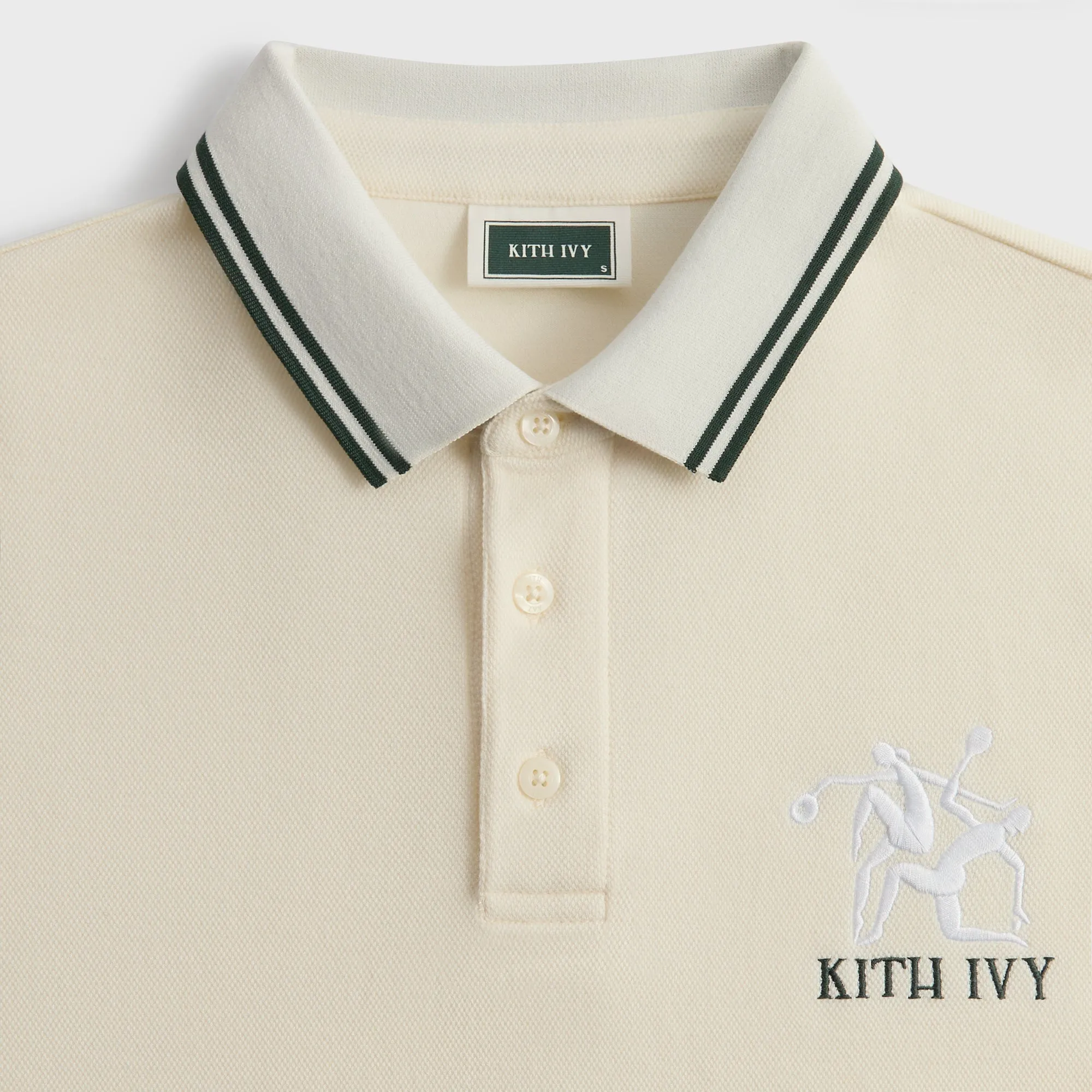 Cotton Blend Multipanel Construction Kith Ivy Tipped Polo - Sandrift