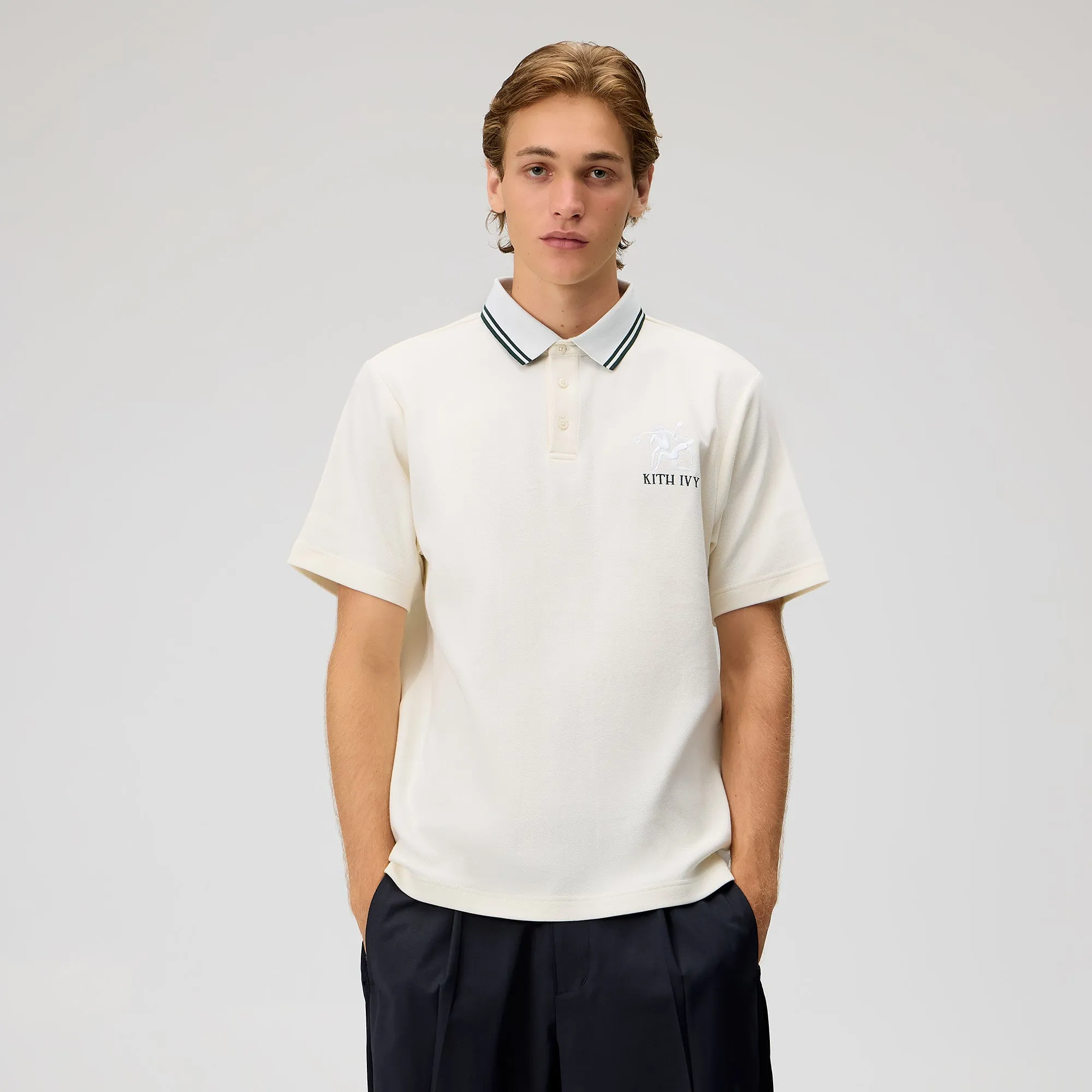 Bound Edge Detailing Lightweight Feel Kith Ivy Tipped Polo - Sandrift