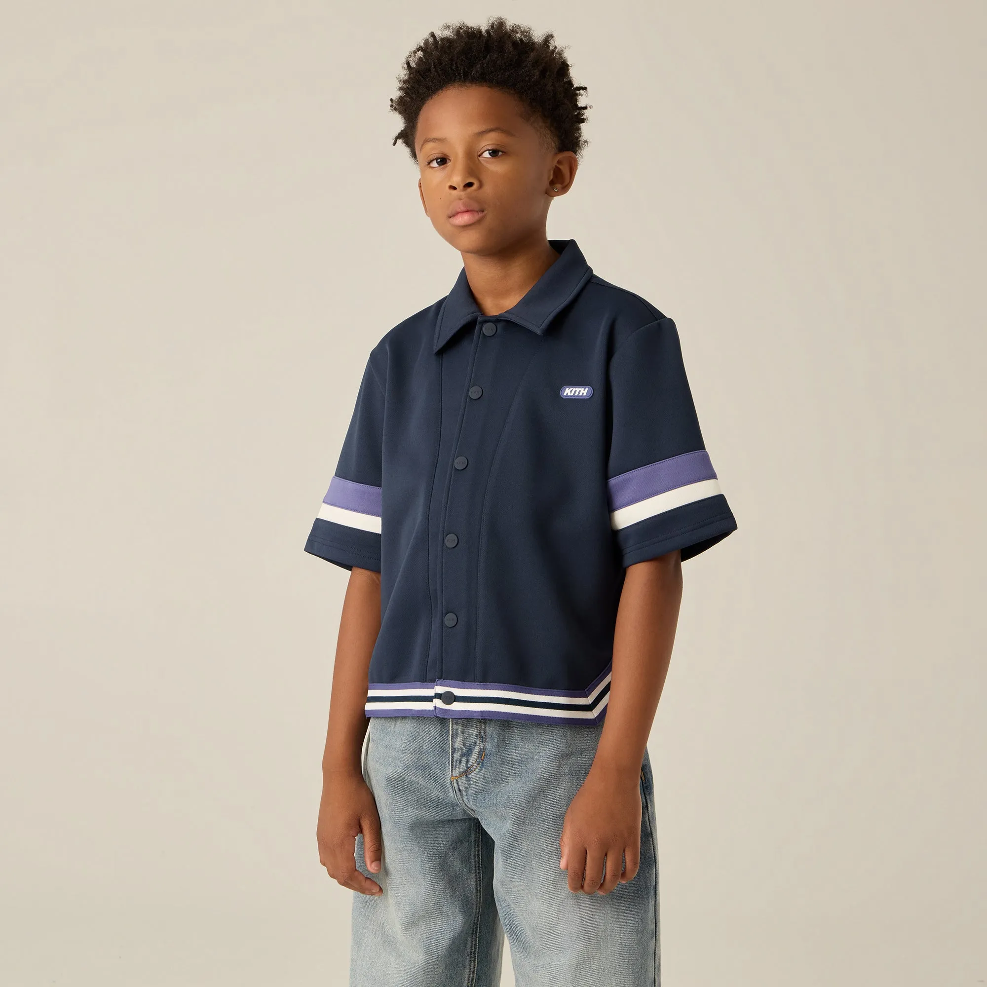 Bold Statement Dressy look Kith Kids Blocked Woodpoint Shirt - Nocturnal
