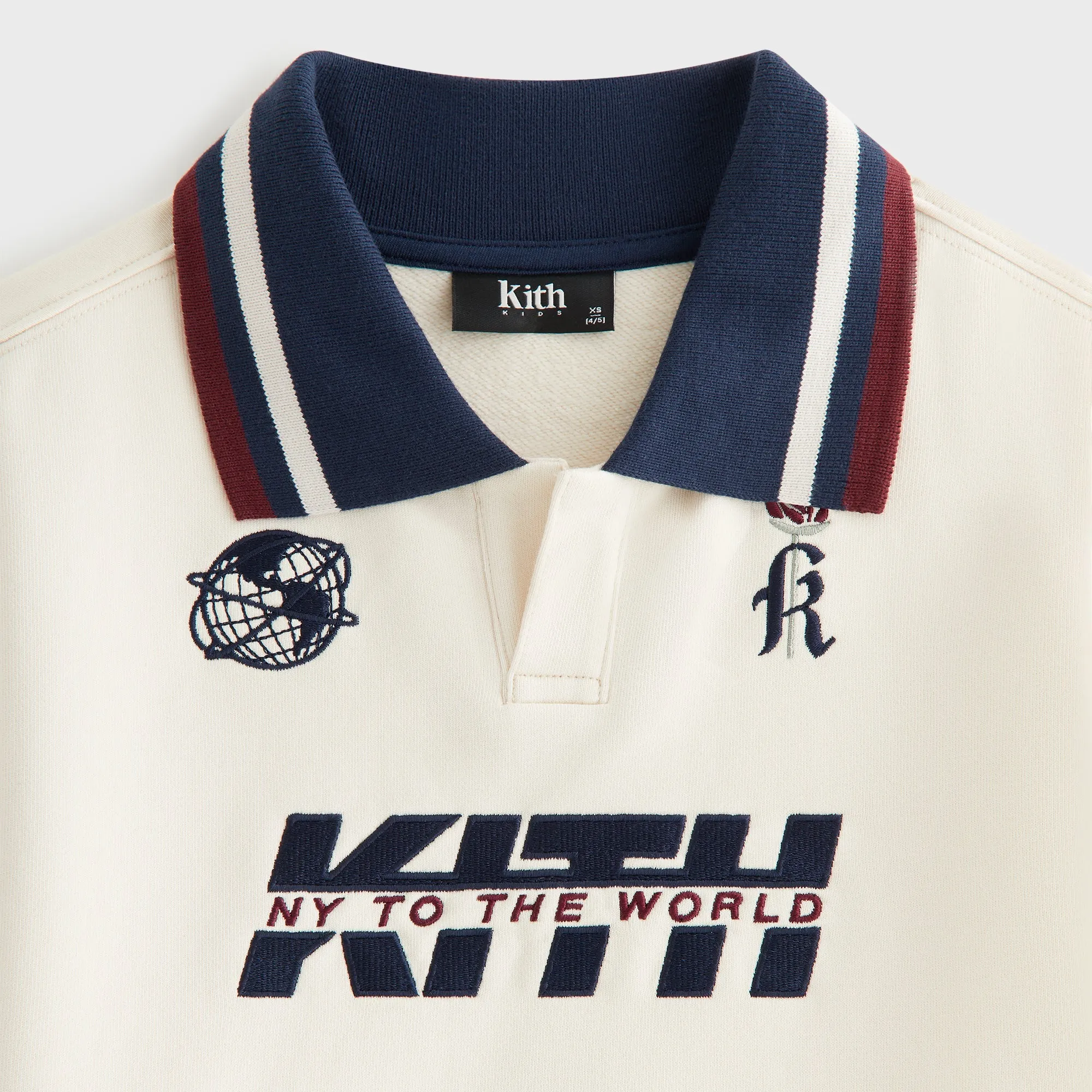 Outdoor Sporty chain accents Kith Kids Collegiate Nelson Collared Pullover - Muslin