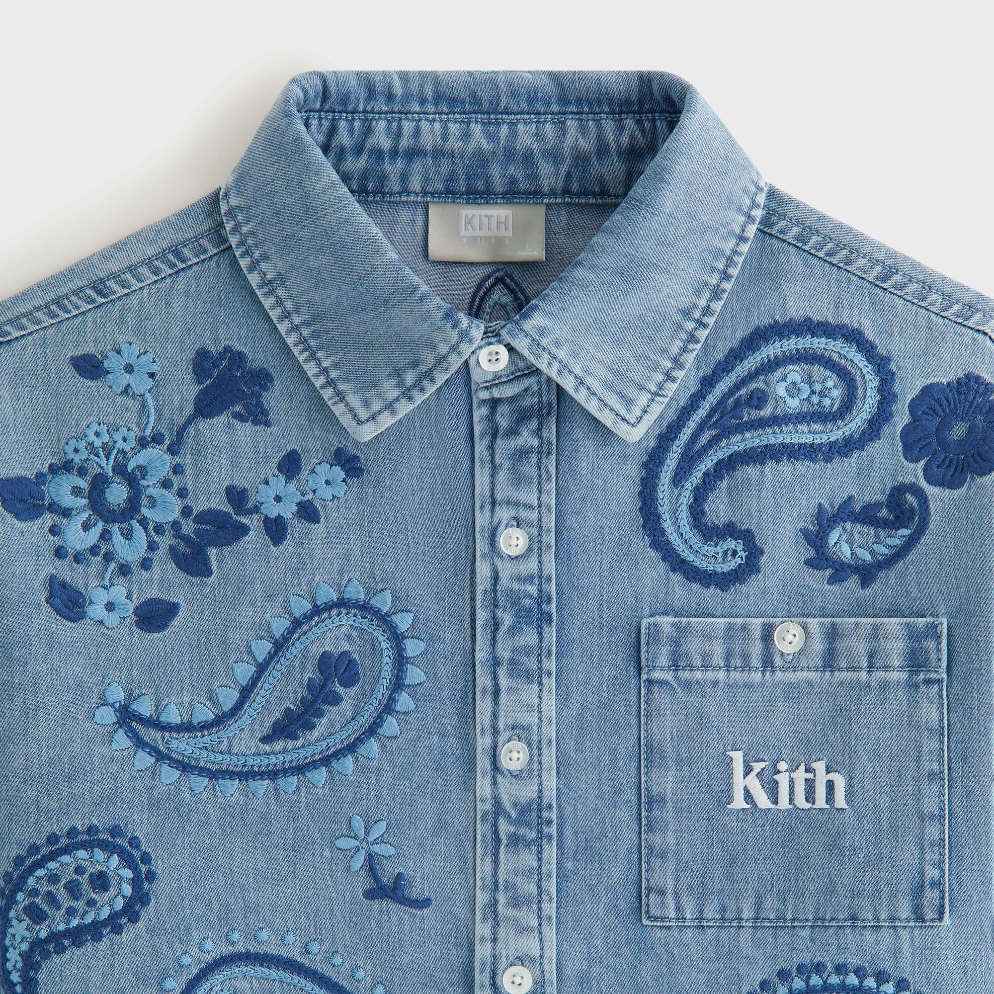 Kith Kids Floral Paisley Chambray Apollo Shirt - Kent Light Wash Versatile Look