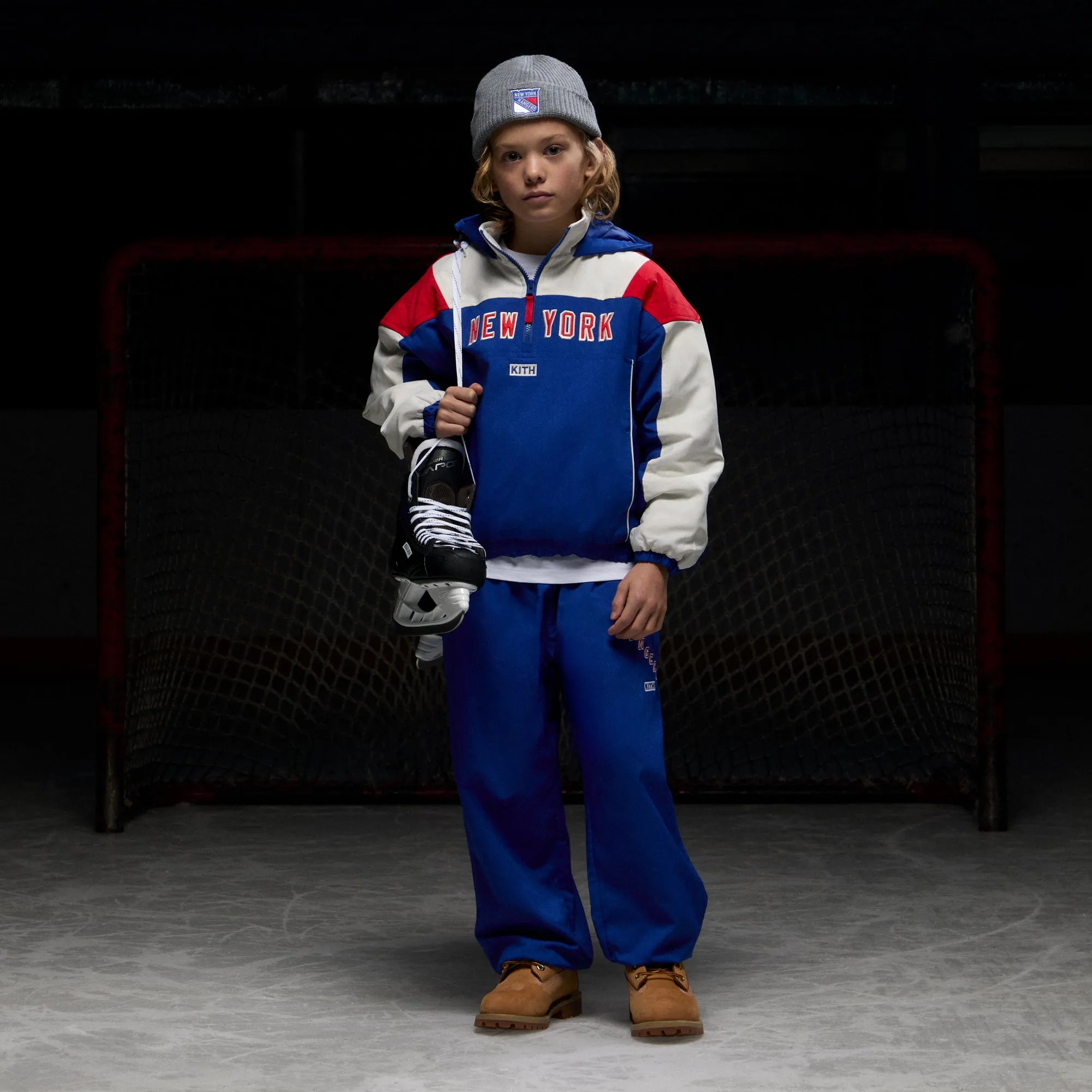 Kith Kids for the New York Rangers Quarter Zip Anorak - Cyclone Tweed appropriate for winter
