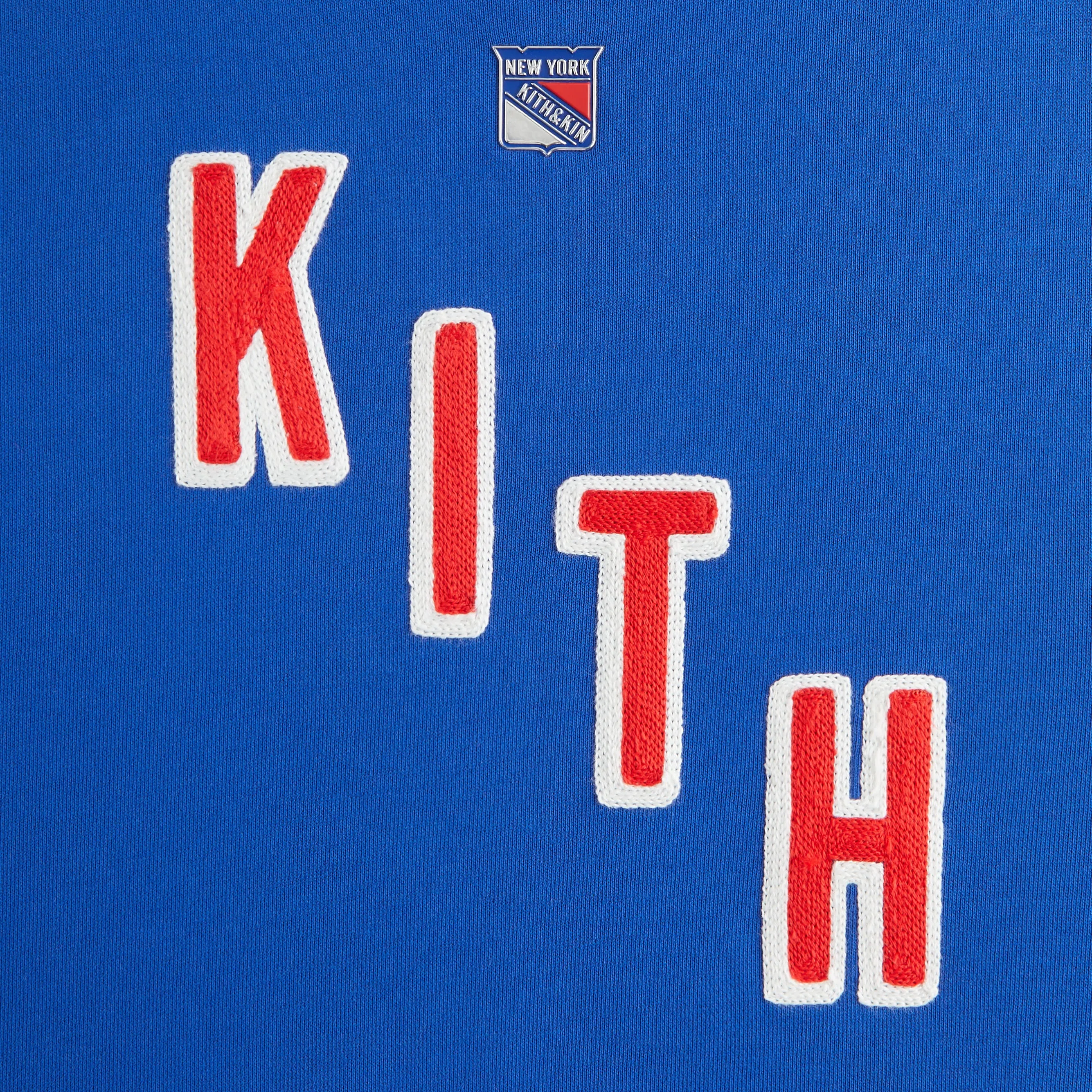 Kith Kids for the New York Rangers Skewed Nelson Crewneck - Cyclone Stain-Resistant Timeless Chic