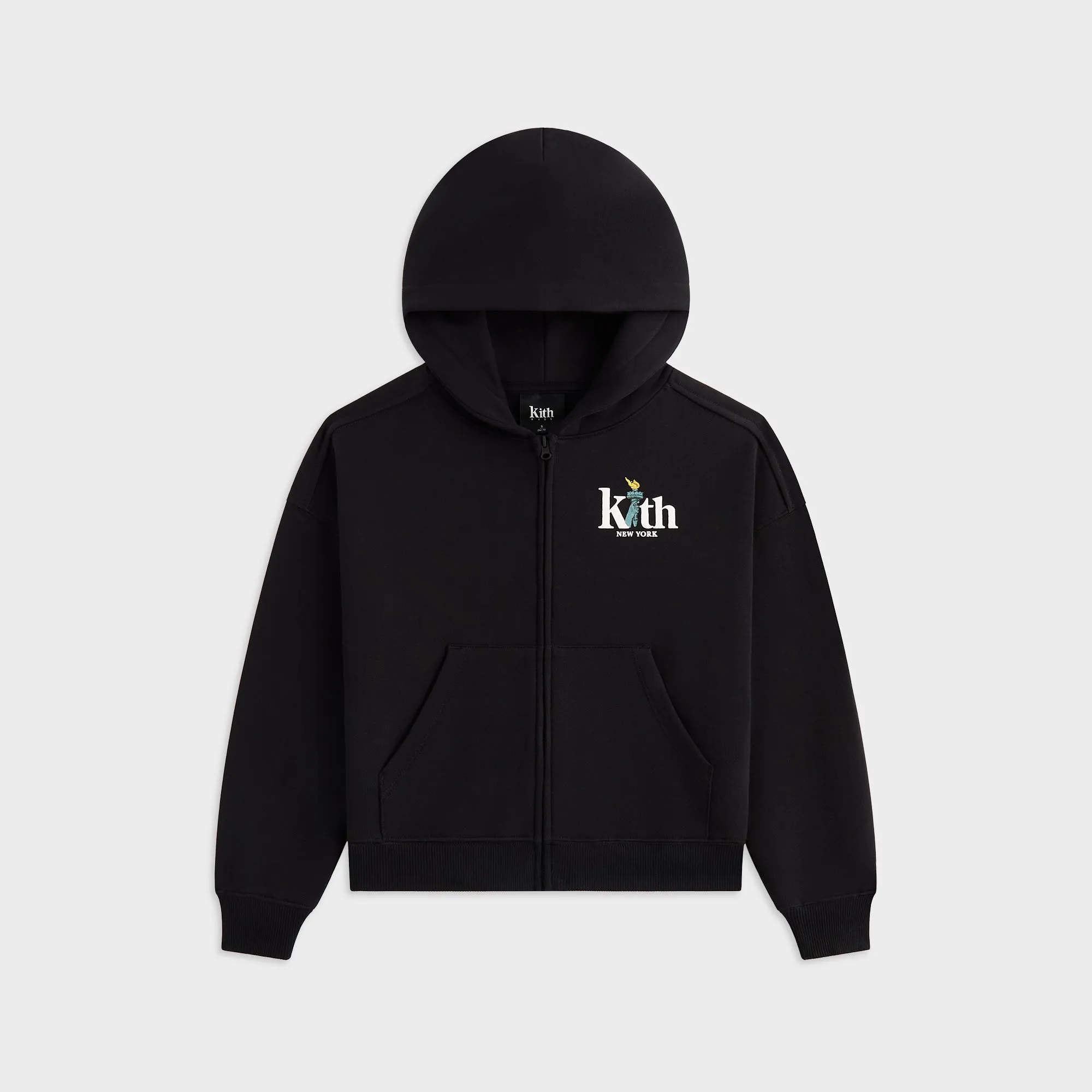 Long Sleeves Kith Kids Full Zip Hoodie - Black