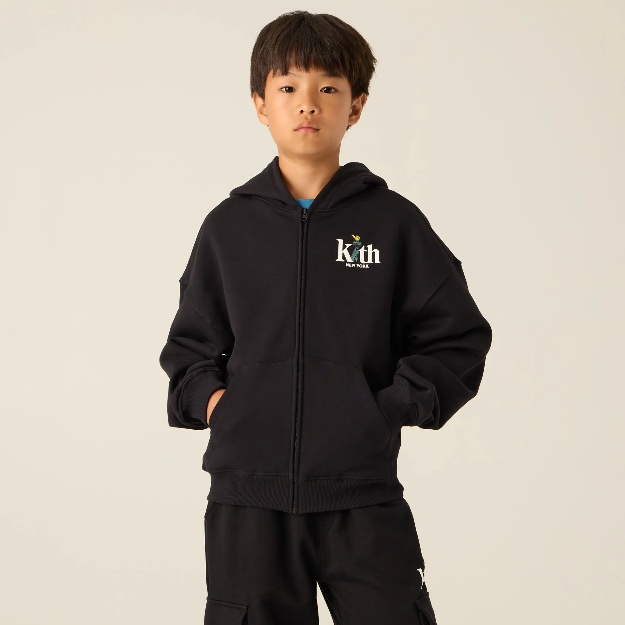 Kith Kids Full Zip Hoodie - Black Modern Sporty