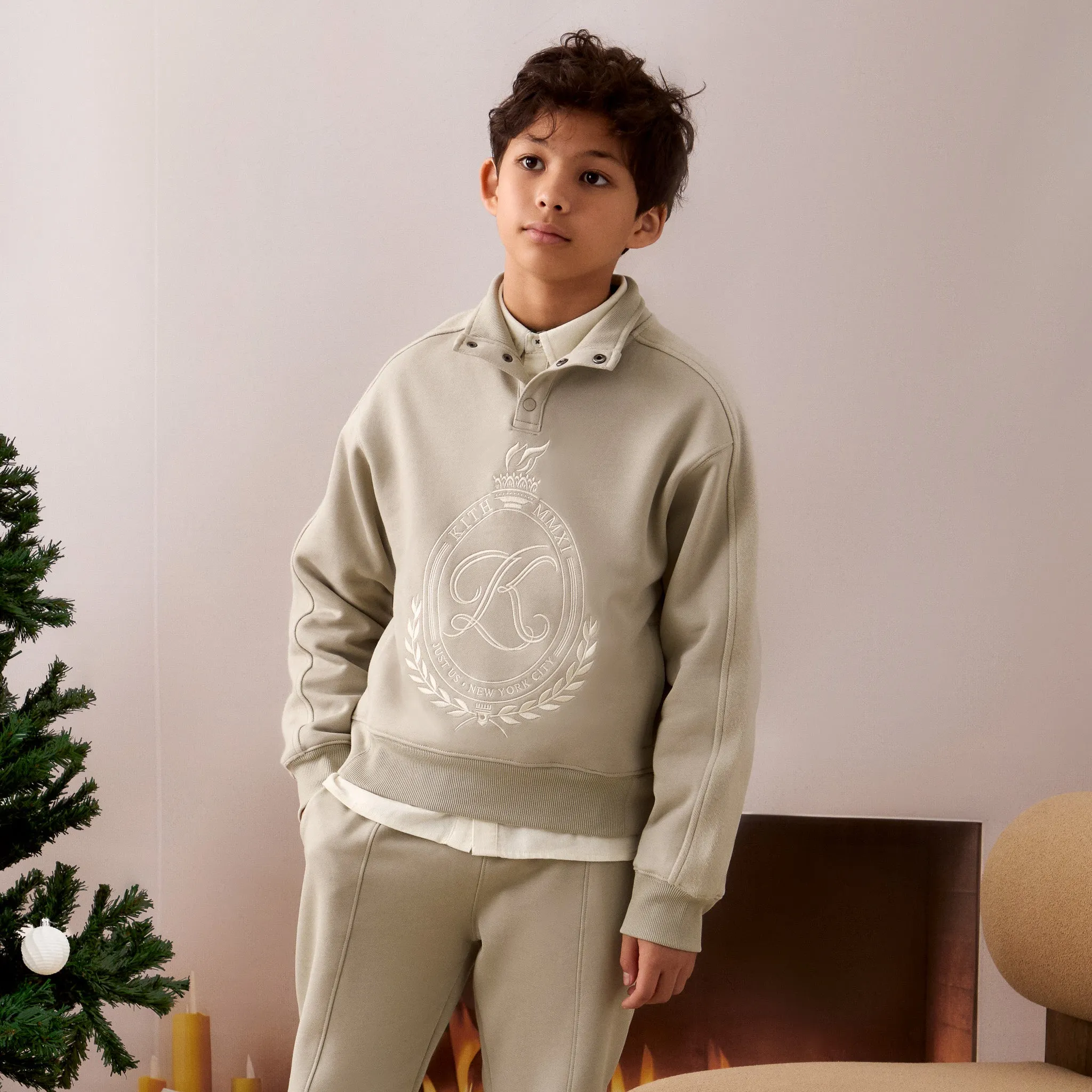 Fashionable Daily Chic Kith Kids Hunter Pullover - Plaster