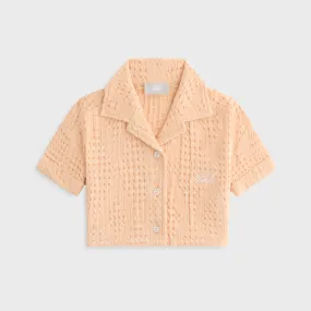 Kith Kids Jayda Cropped Textured Camp Shirt - Mycena Fade Resistant Spring Trend