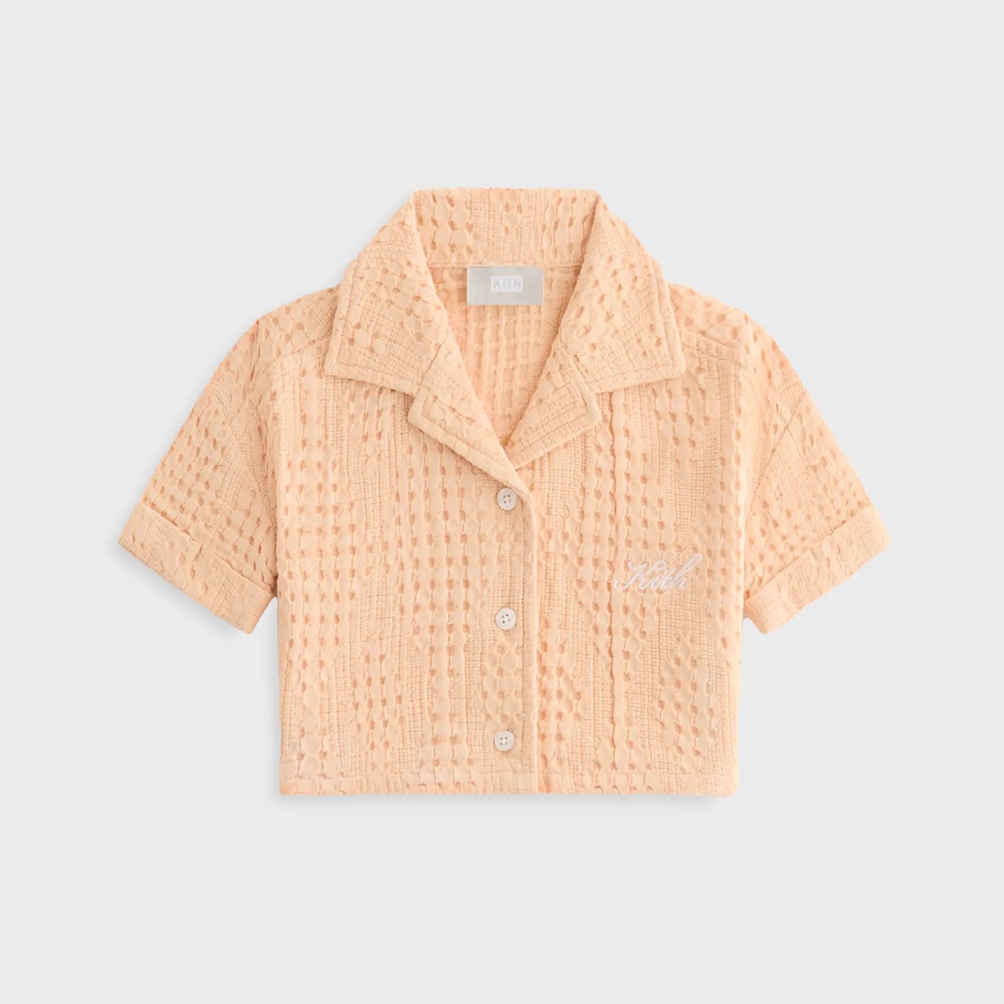 Kith Kids Jayda Cropped Textured Camp Shirt - Mycena Fade Resistant Spring Trend