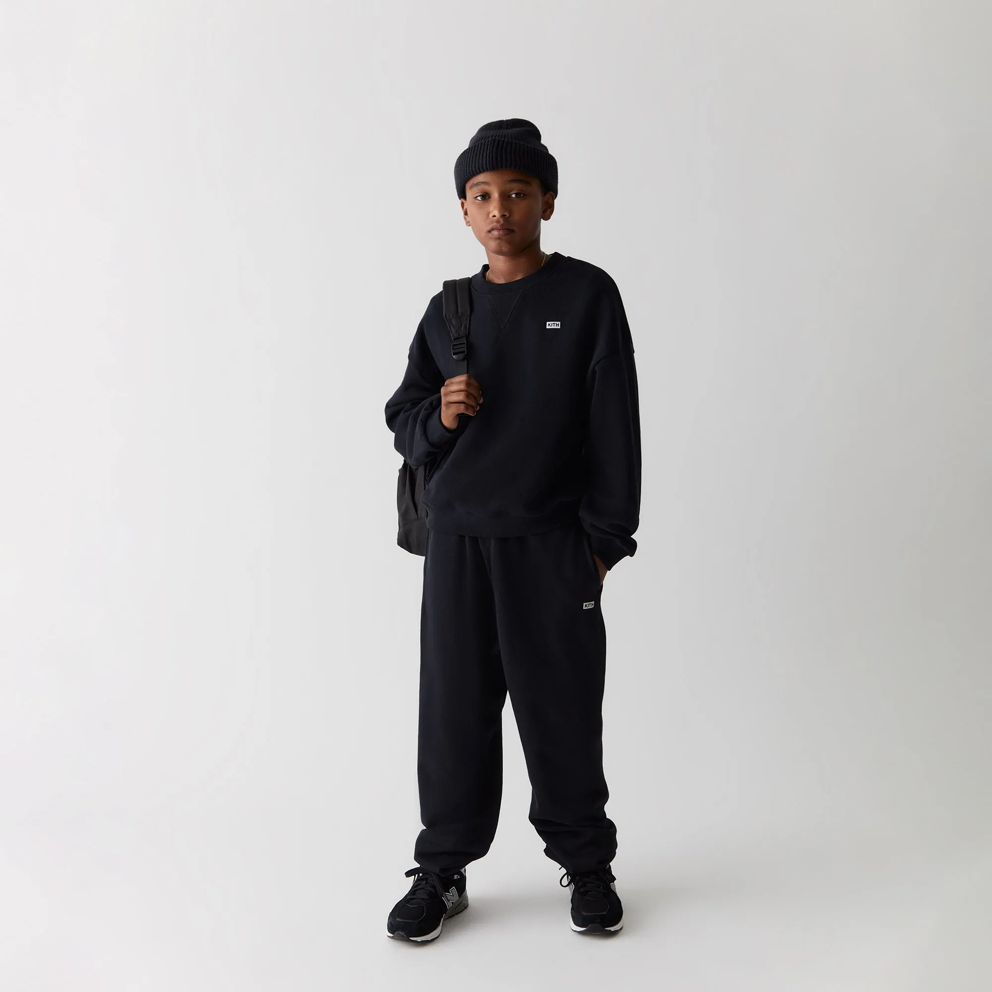 Kith Kids Long Sleeve Nelson Crewneck - Black team wear