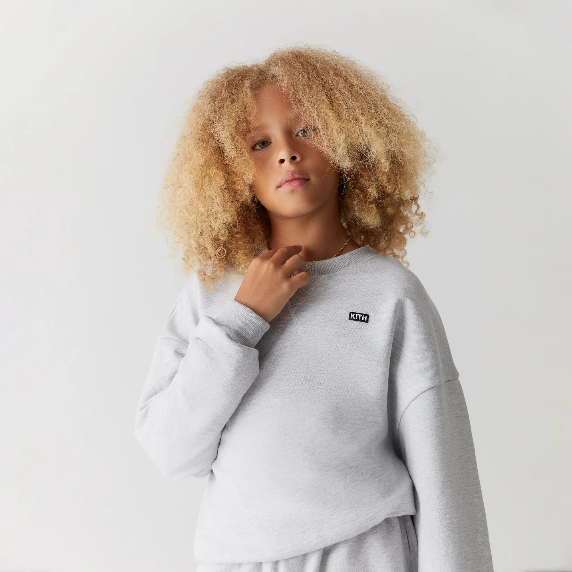 product market share Kith Kids Long Sleeve Nelson Crewneck - Light Heather Grey