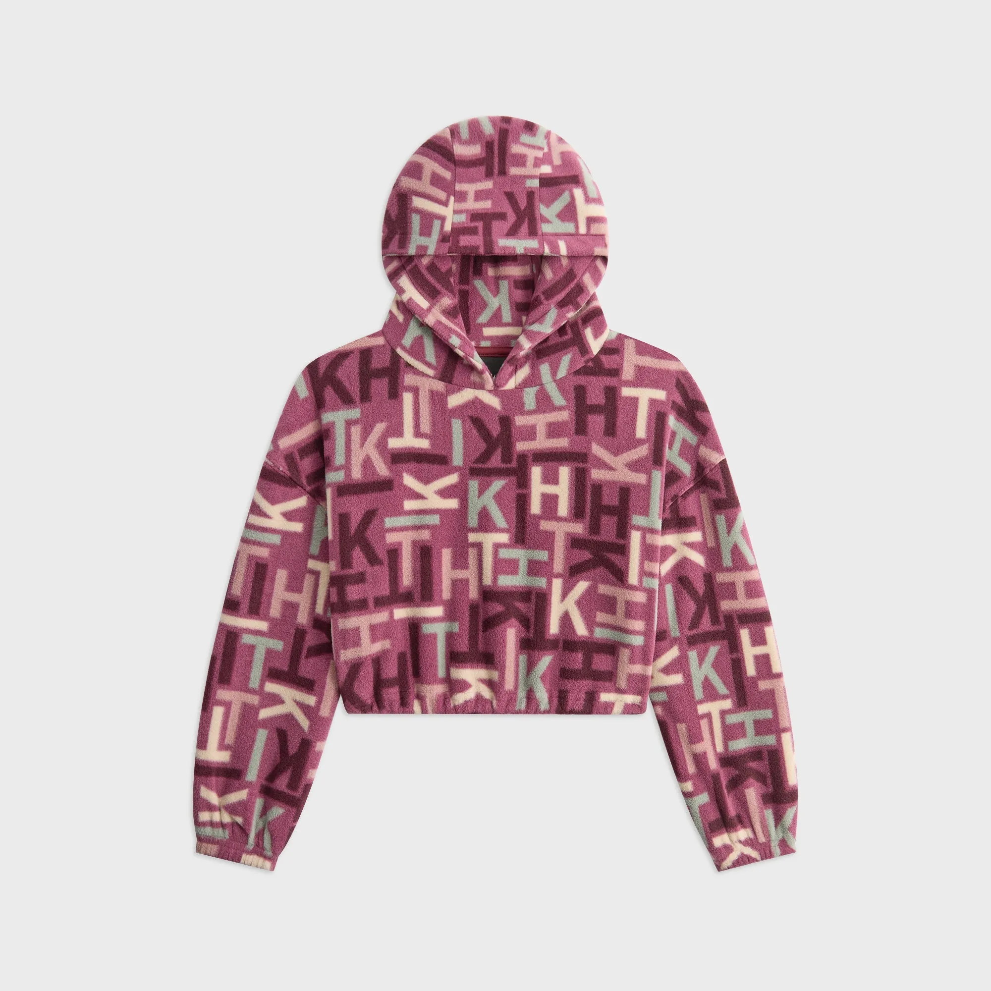 product warranty Denim Kith Kids Monogram Polar Fleece Cropped Hoodie - Amaranth