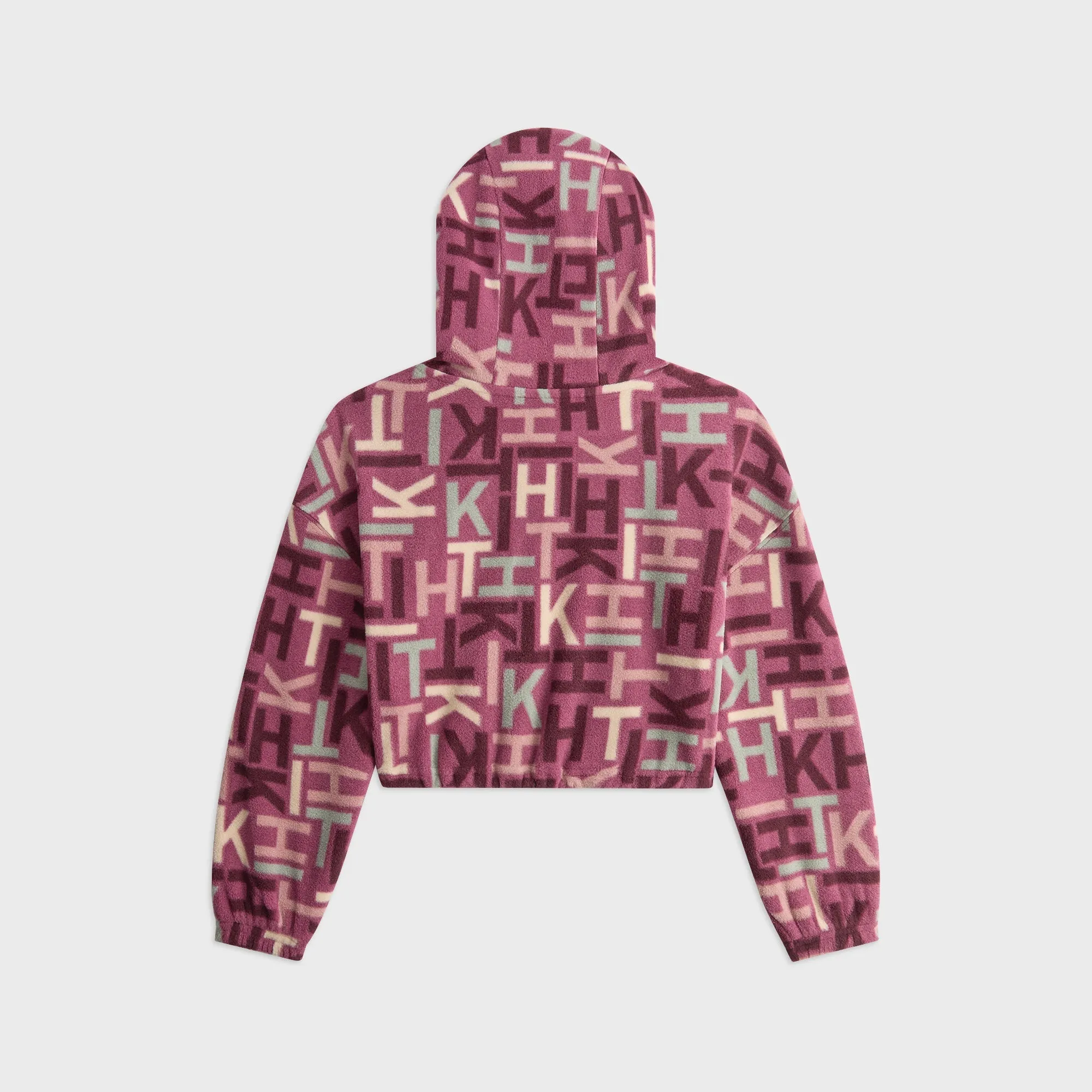 Kith Kids Monogram Polar Fleece Cropped Hoodie - Amaranth Muscular Frame Chic Style
