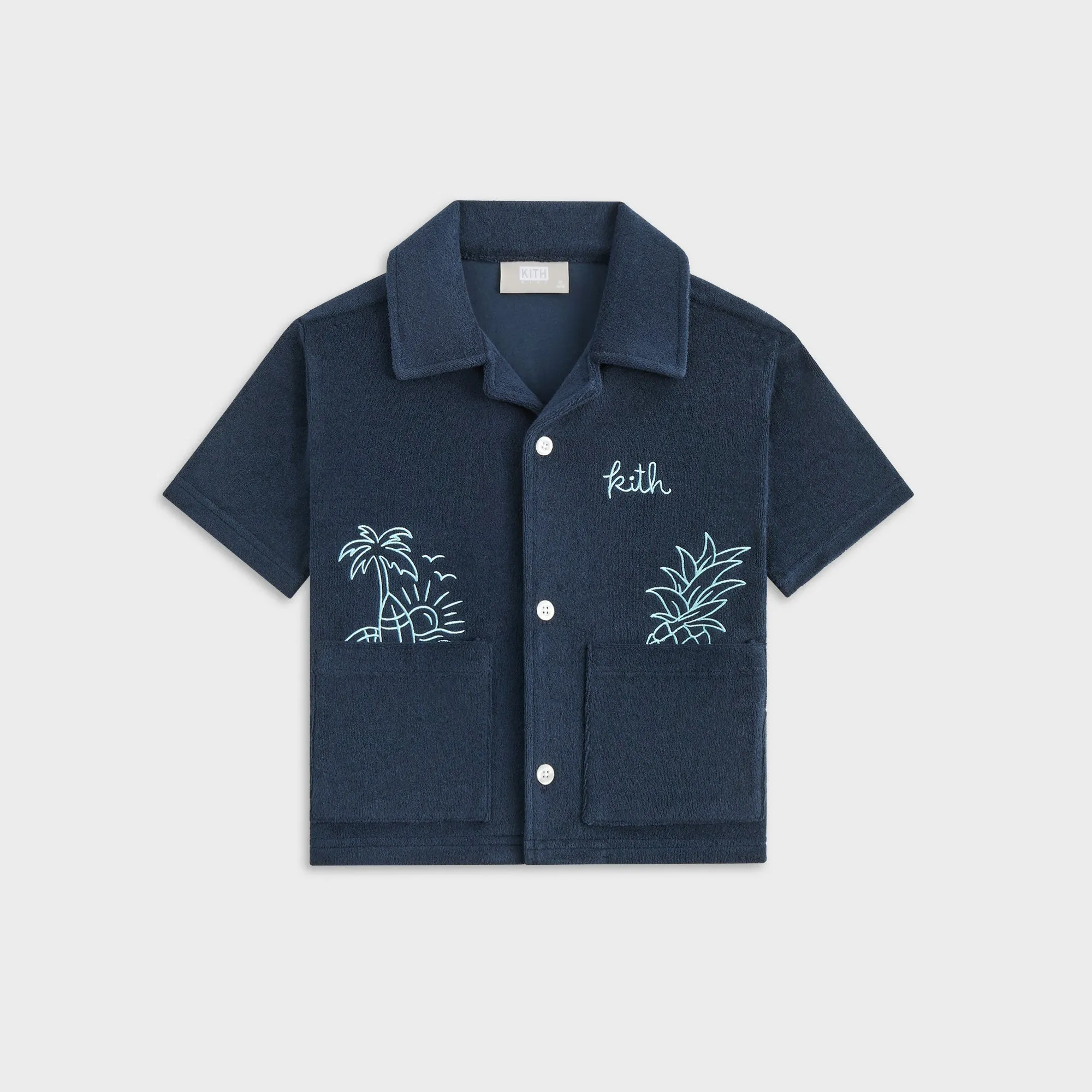 Kith Kids Novelty Terry Camp Shirt - Nocturnal Unisex Design Timeless elegance