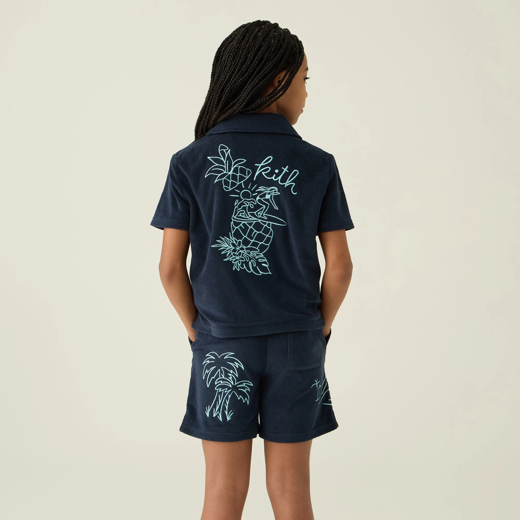 Tuckable Hem Kith Kids Novelty Terry Camp Shirt - Nocturnal