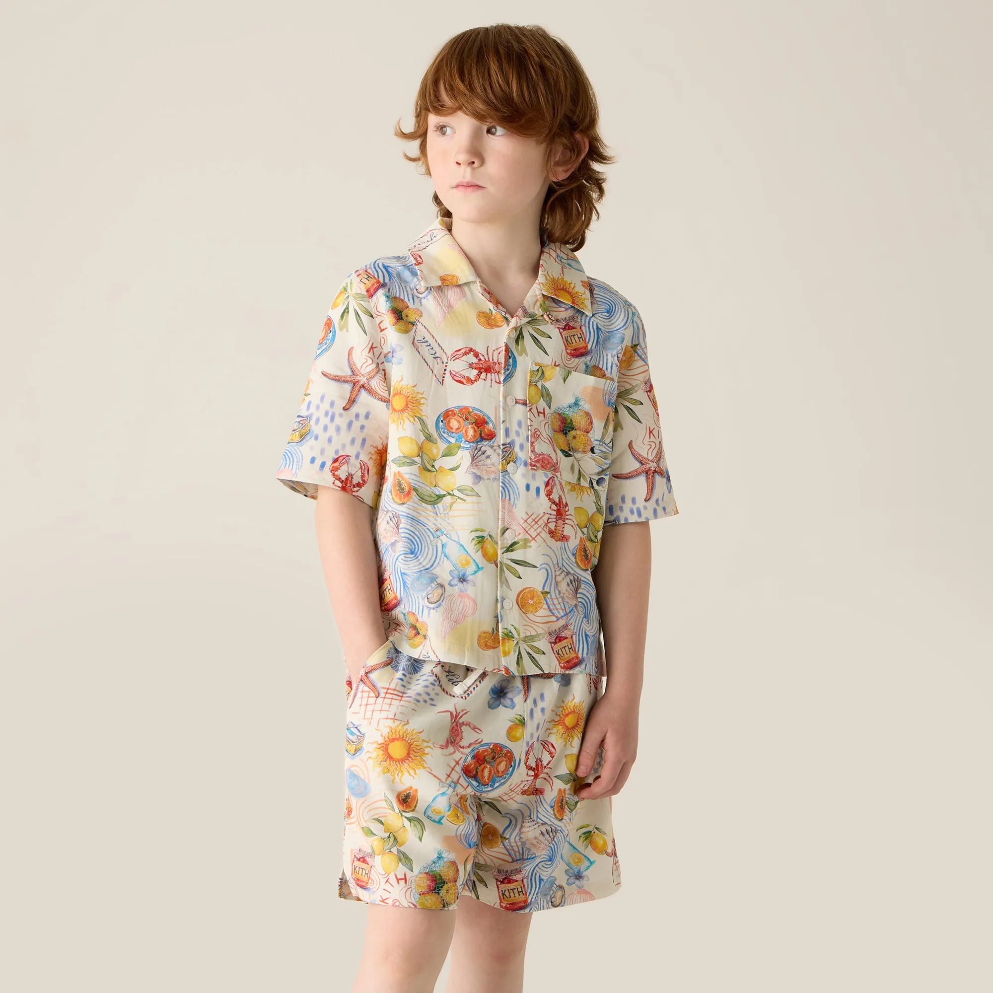 Winter Essentials Flexible Material Kith Kids Summer Picnic Thompson Camp Shirt - Sandrift