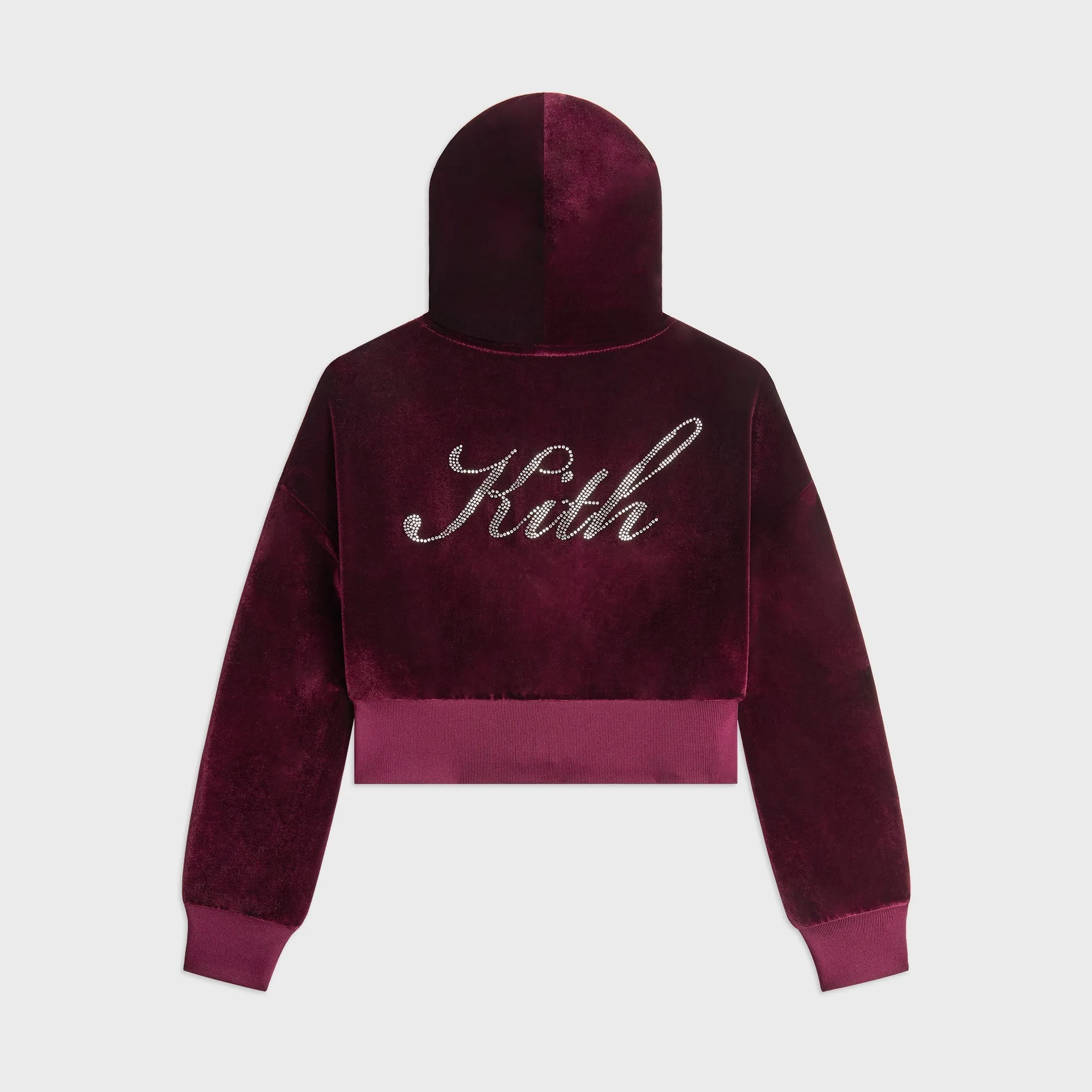 Shiny Finish Kith Kids Velour Track Cropped Nelson Hoodie - Campus