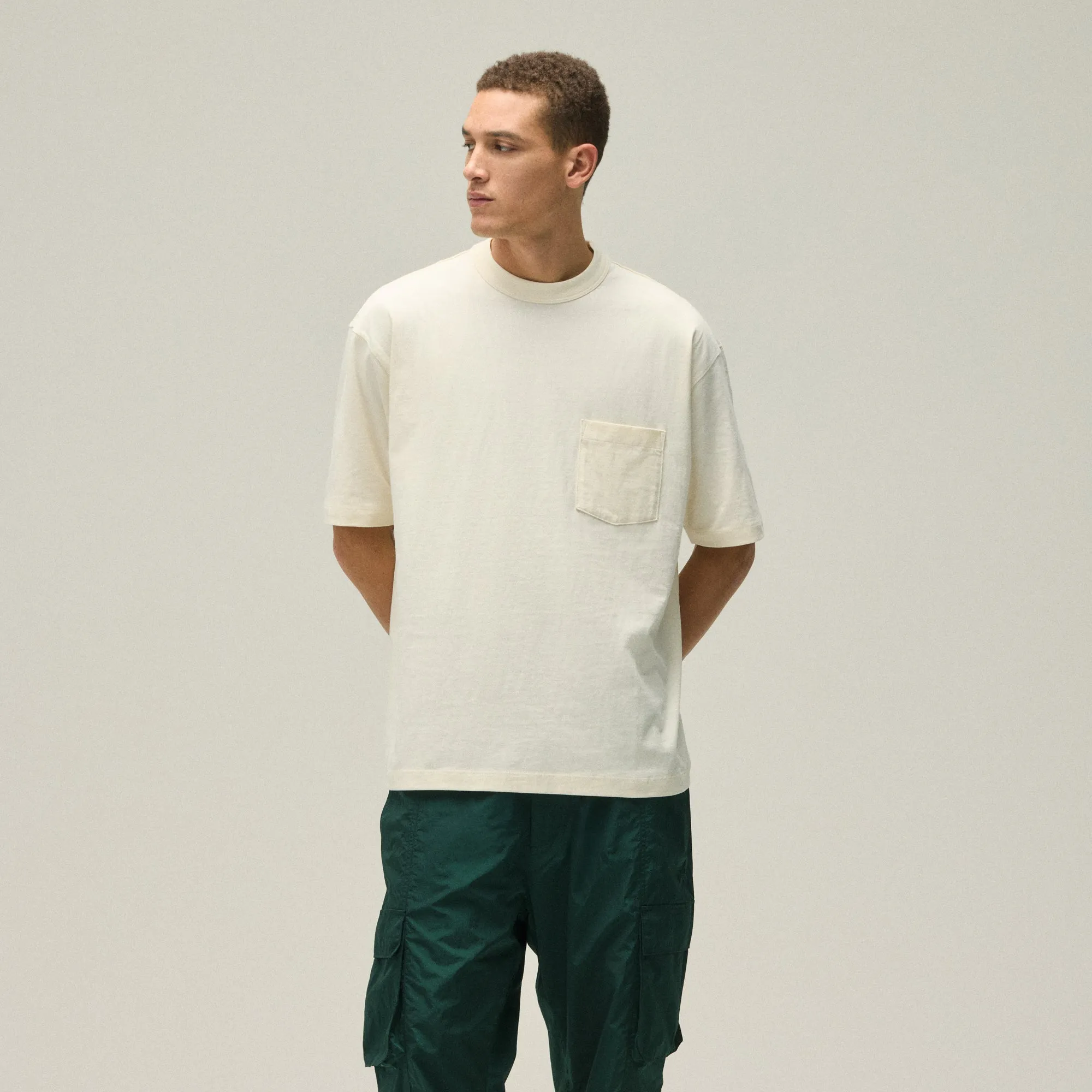 Boat neck style Buttery Soft Fabric Kith Leonard Pocket Tee - Sandrift