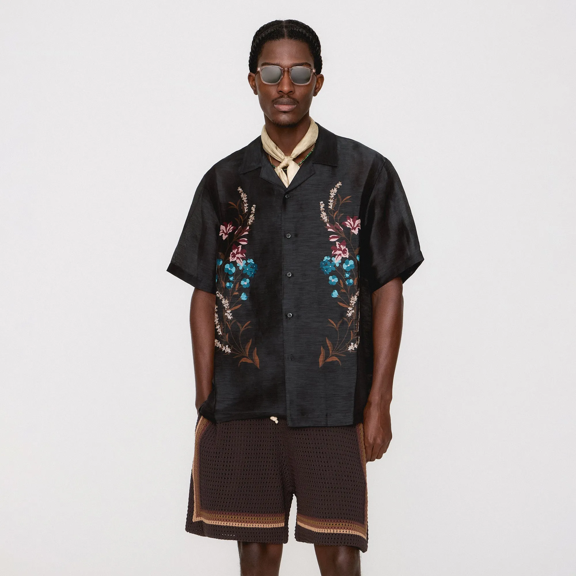 Kith Linen Thompson Camp Collar Shirt - Black Comfort First Fit Pocket Detail