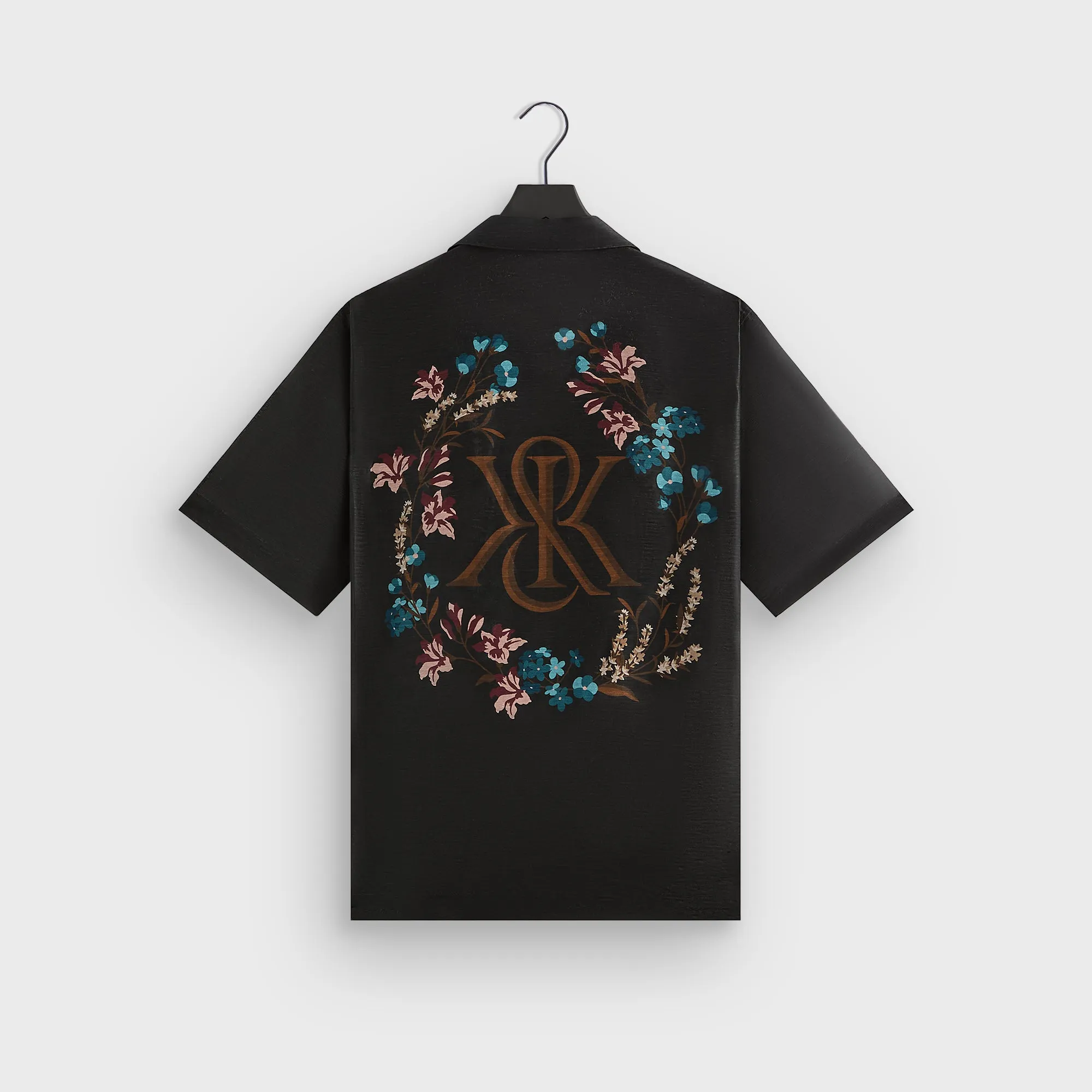 Conference Appropriate Shimmer Effect Kith Linen Thompson Camp Collar Shirt - Black
