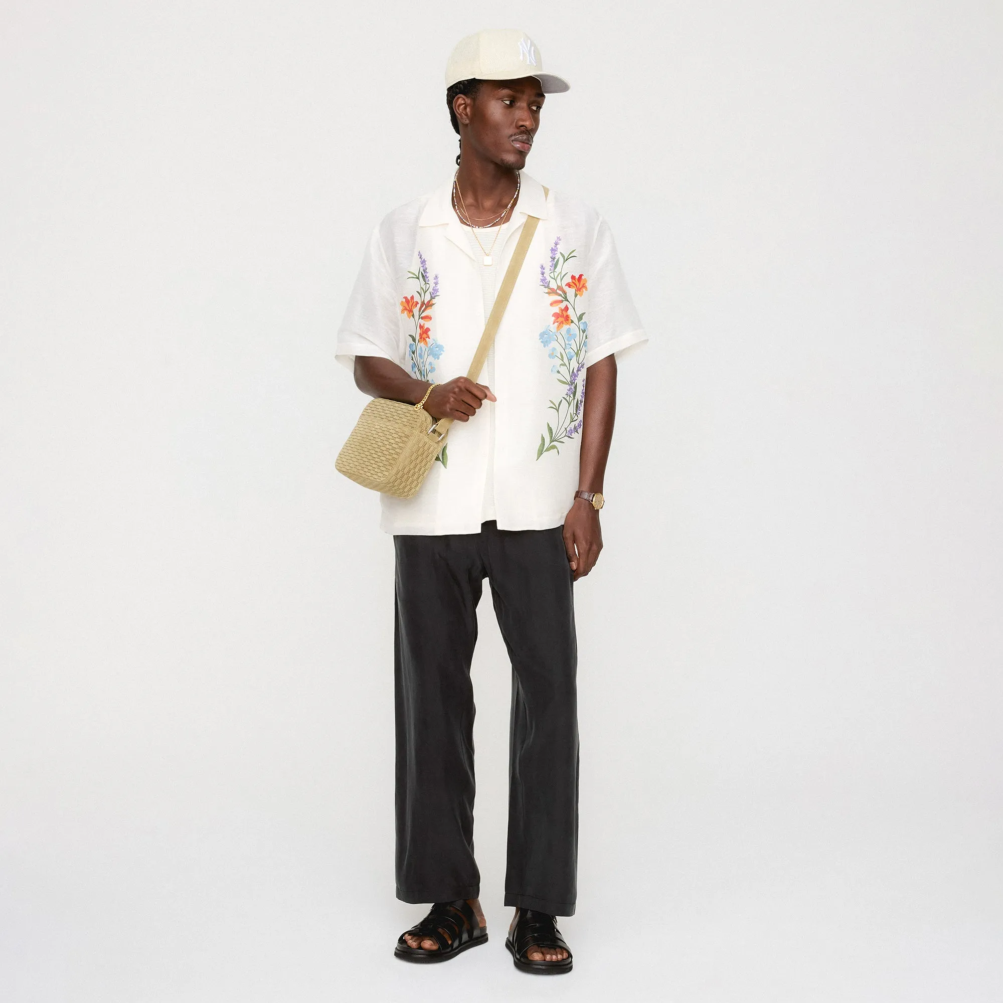 Dressy look High Density Weave Kith Linen Thompson Camp Collar Shirt - Sandrift