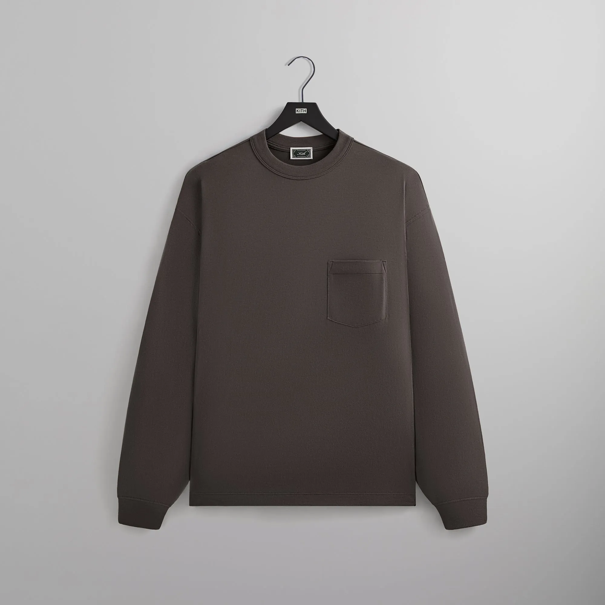 Organic Cotton Blend Durable Colorfast Finish Kith Long Sleeve Leonard Pocket Tee - Somber
