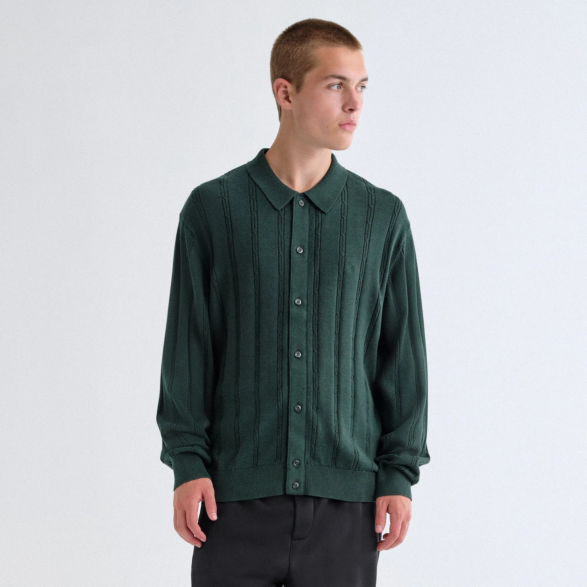Athleisure Trend Kith Long Sleeve Tilden Button Up - Stadium