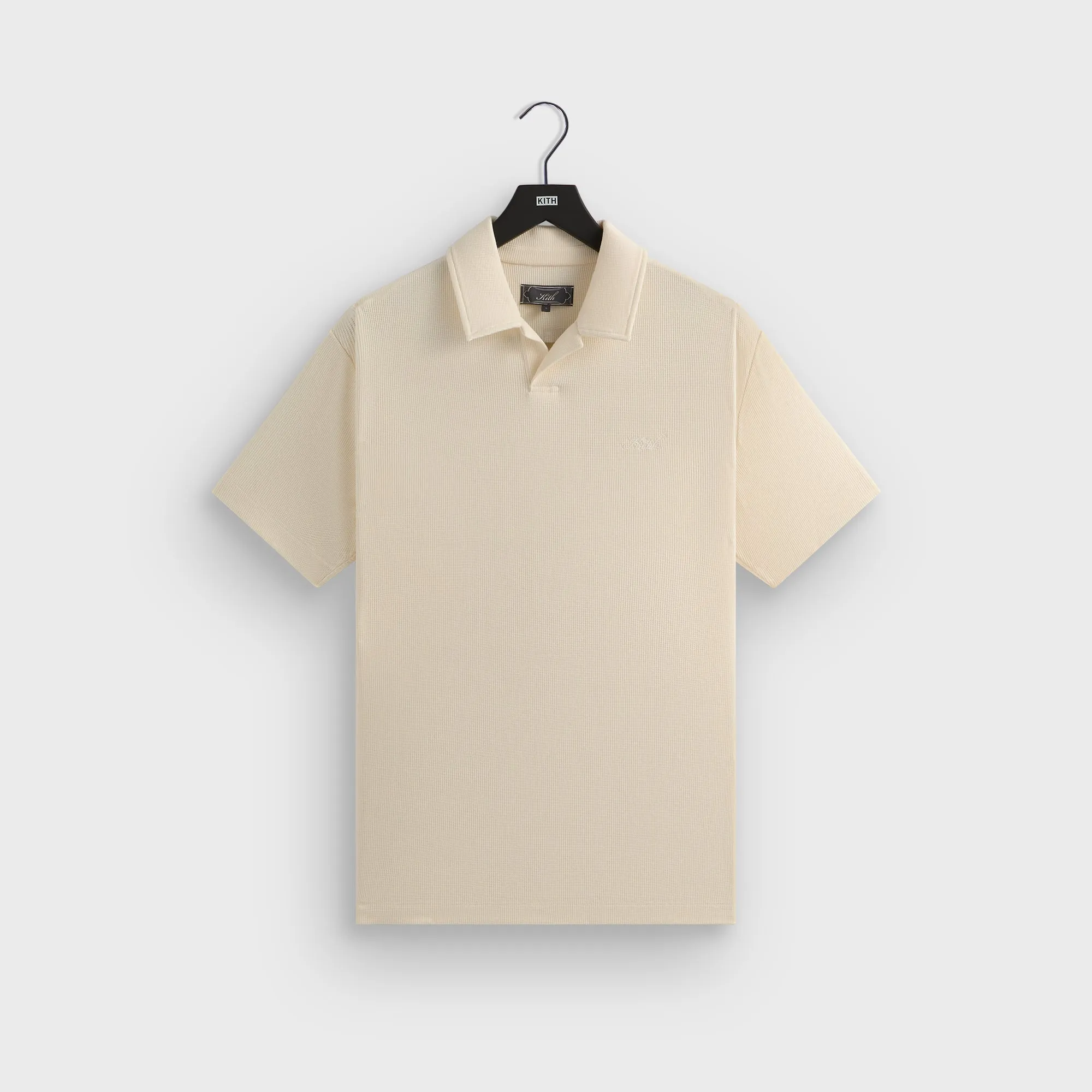 Kith Micro Waffle Drew Polo - Sandrift Casual Elegance Gym To Office