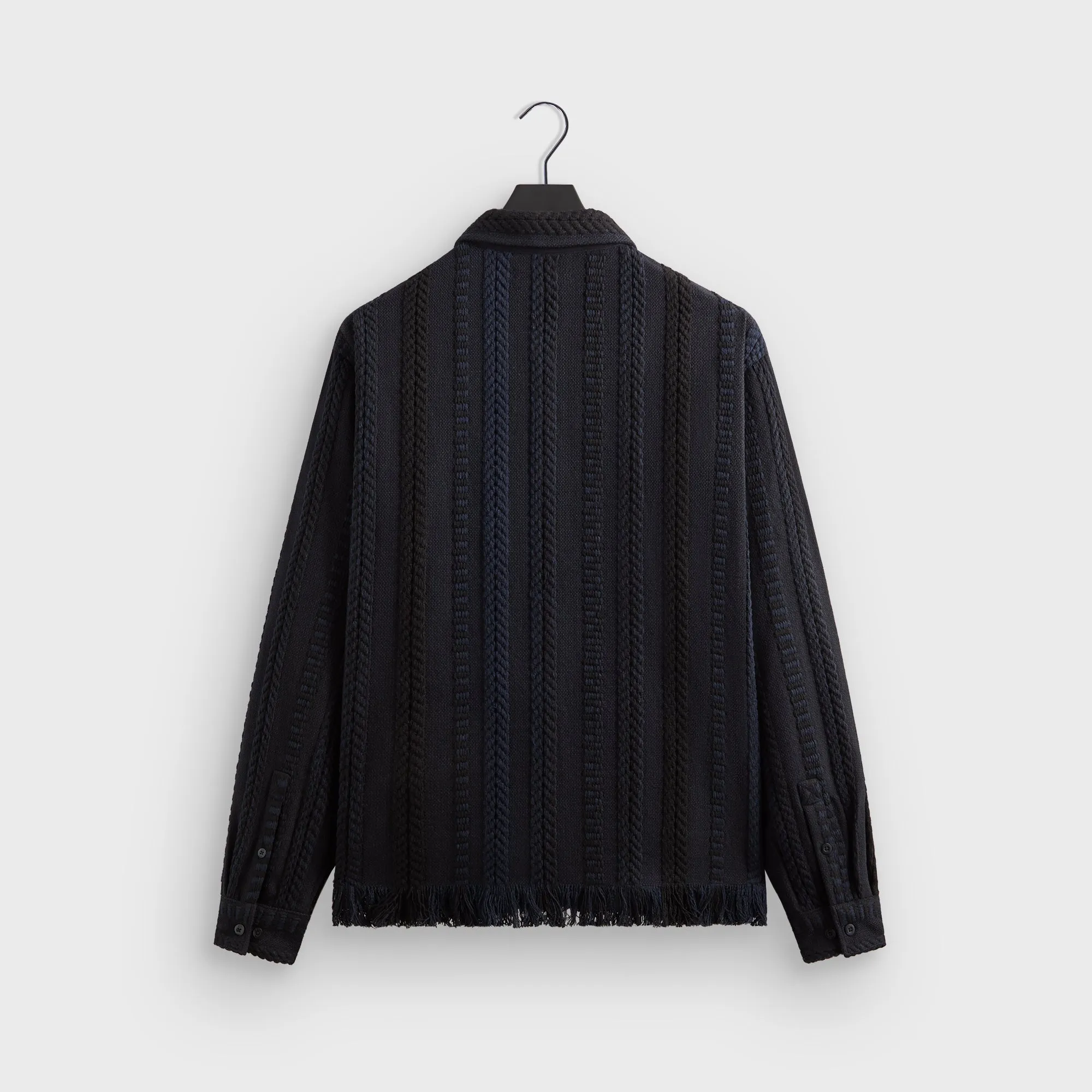 Oversized style Kith Mixed Stripe Tweed Boxy Collared Overshirt - Nocturnal