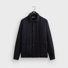 Moisture Management Tech Tagless label Kith Mixed Stripe Tweed Boxy Collared Overshirt - Nocturnal