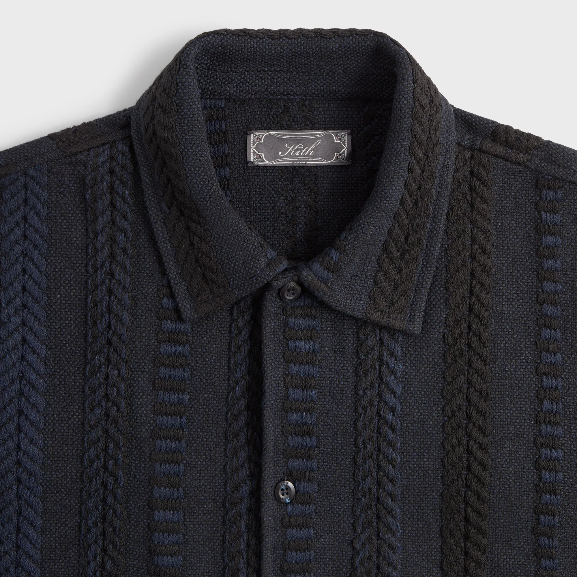 Polished Finish Fashion Statement Kith Mixed Stripe Tweed Boxy Collared Overshirt - Nocturnal