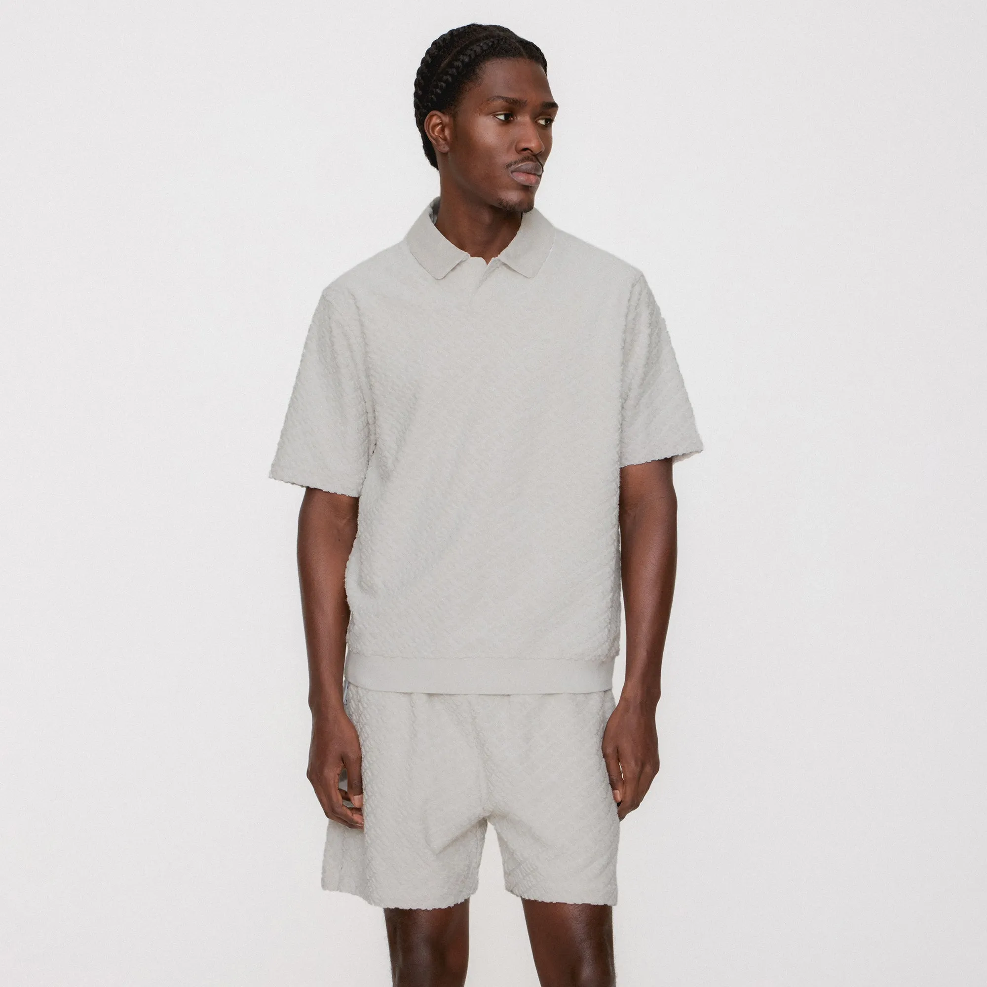 Layering Essential Club Style Kith Monogram Terry Leo Polo - Concrete