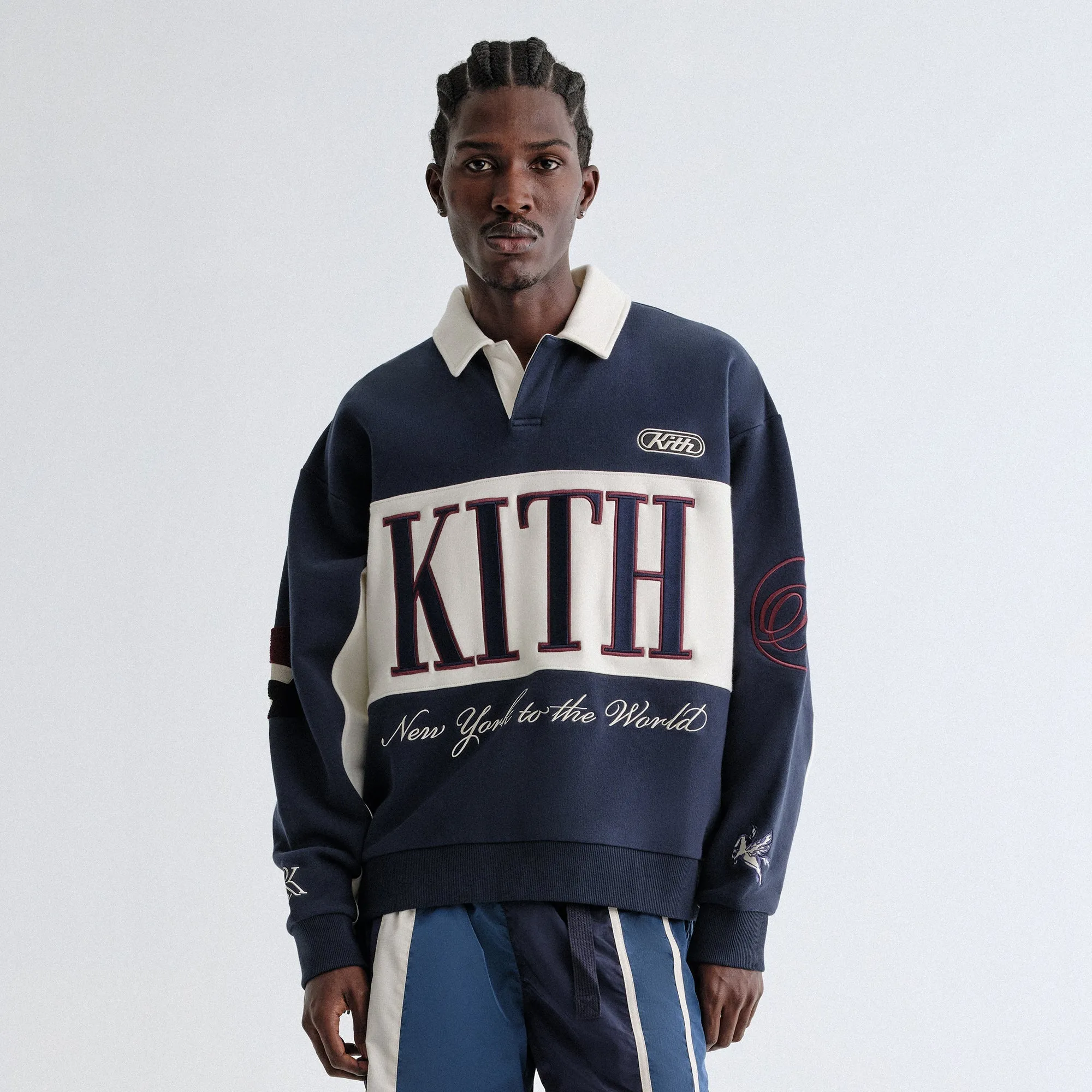 Contrast Trim Detail Athletic Cut Kith Nelson Panelled Rugby - Nocturnal