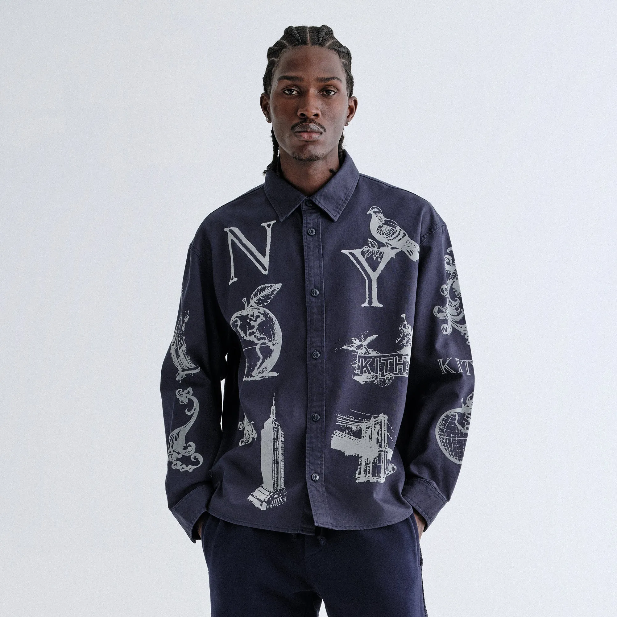 Non Iron Material Kith NY Symbols Graphic Apollo Shirt - Nocturnal