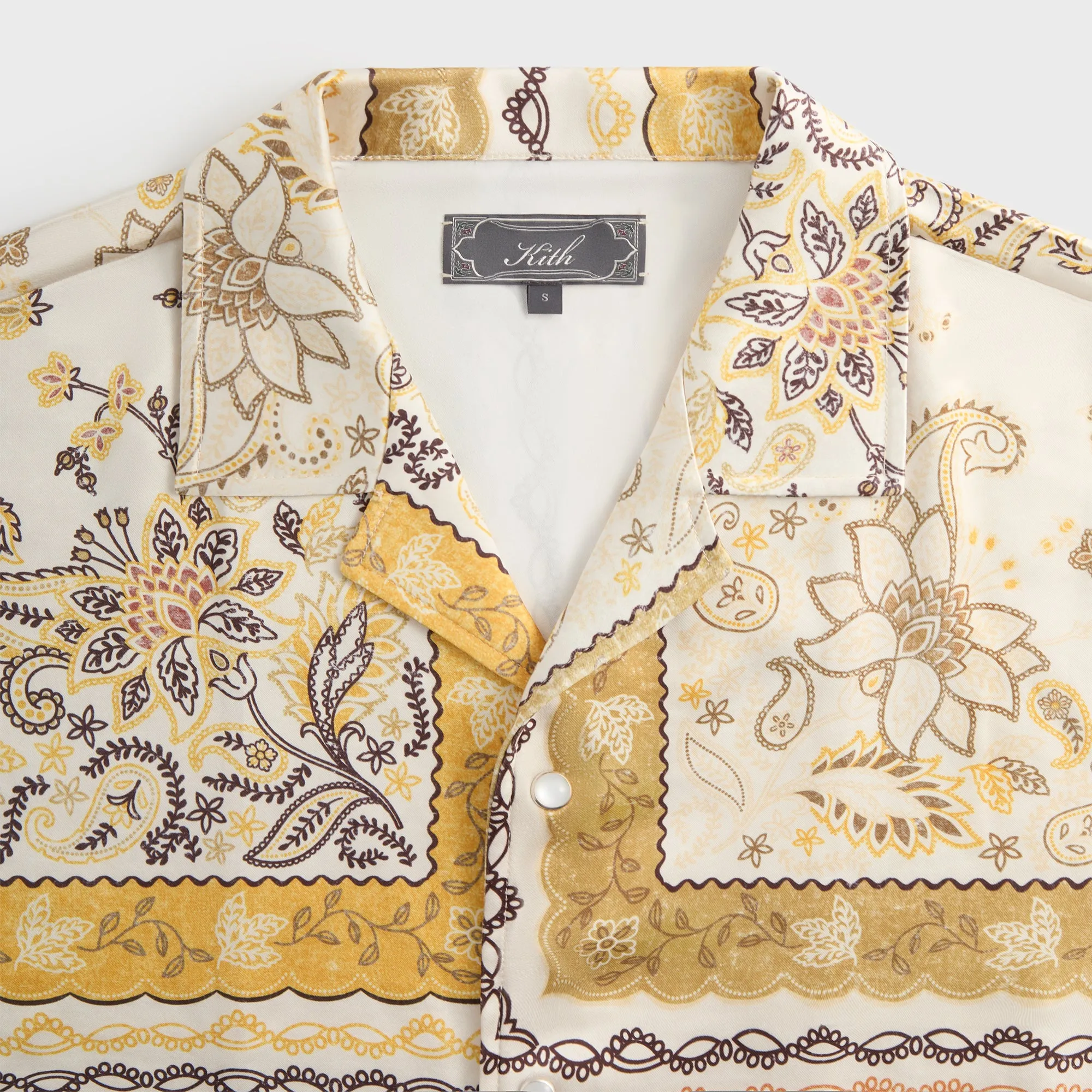 Earthy Palette Errand Ready Kith Panelled Bandana Thompson Camp Collar Shirt - Sandrift