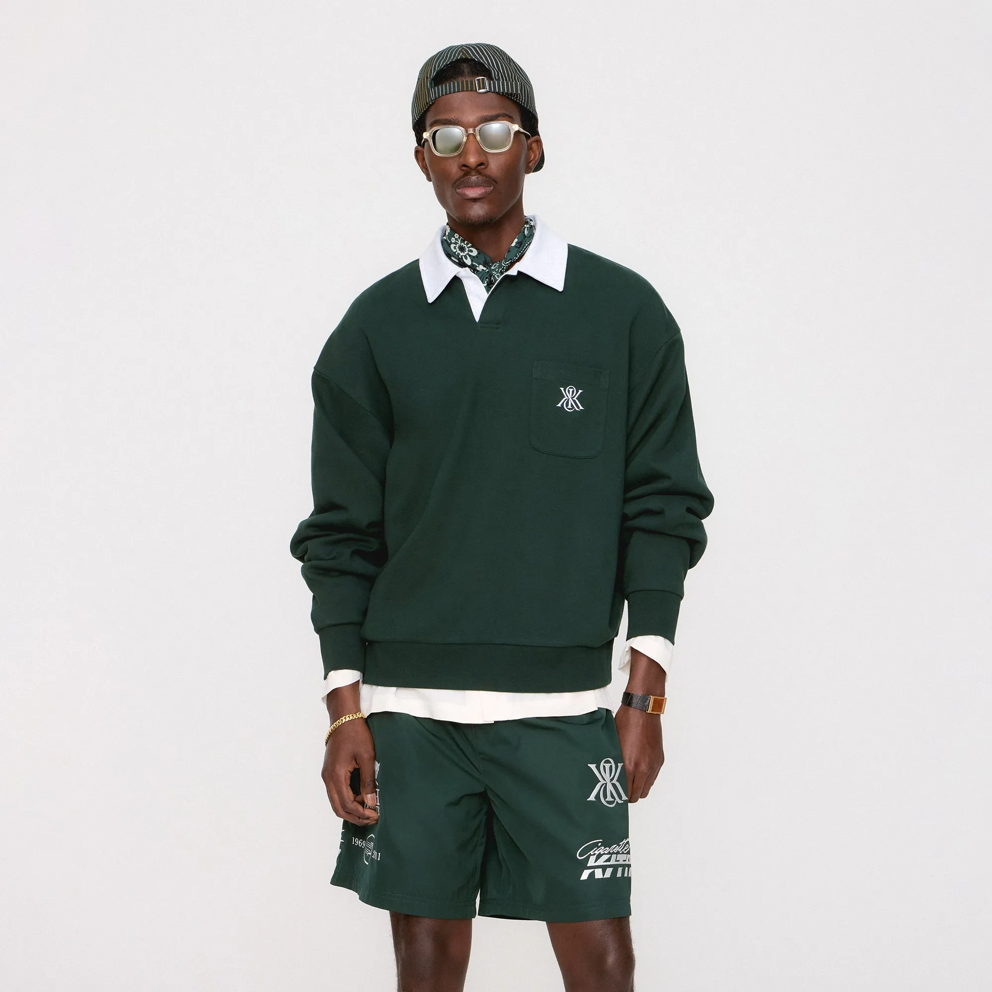 Kith Pegasus Crest Nelson Collared Pullover - Stadium Flatlock stitching Performance Fabric