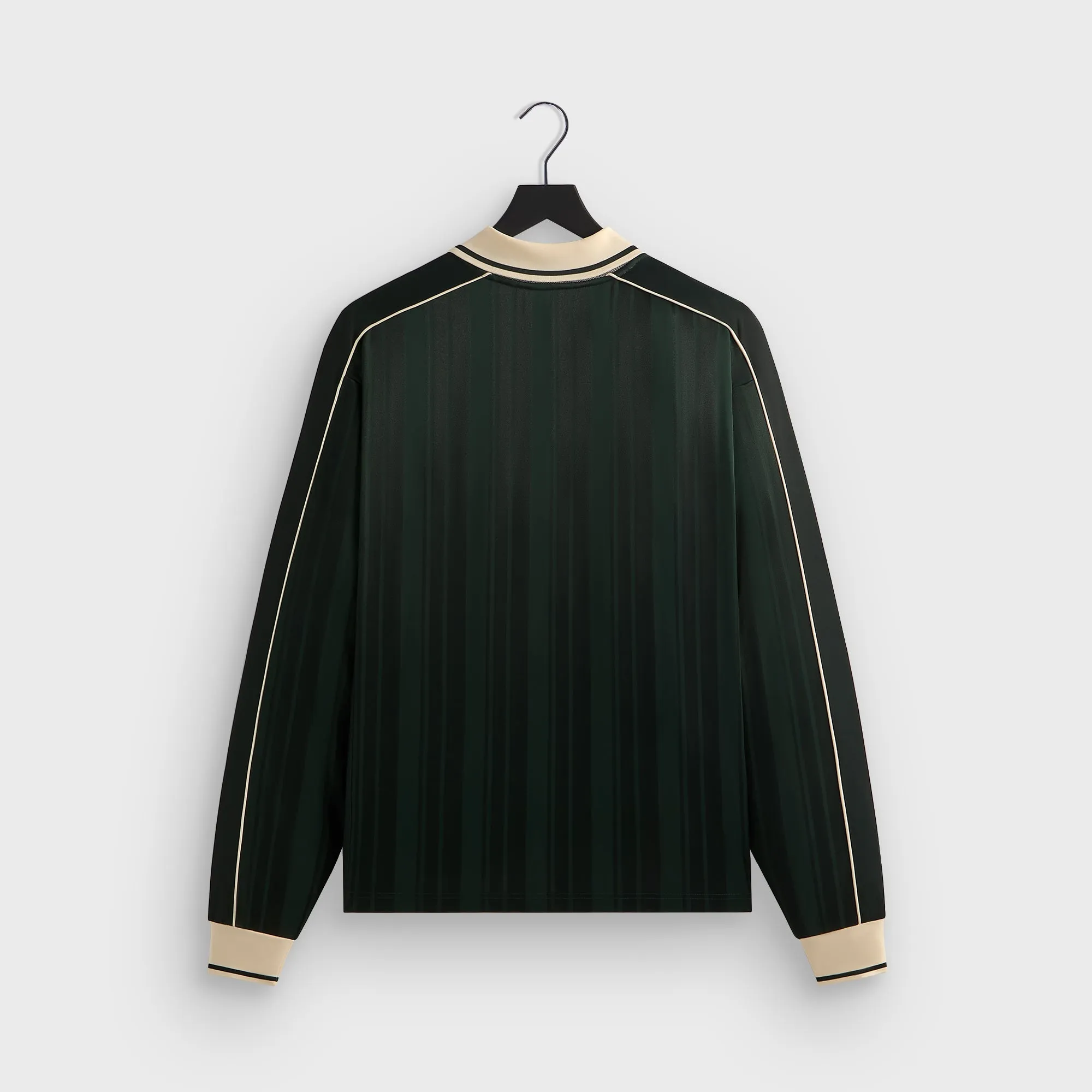 Kith Pinstripe Tricot Panelled Long Sleeve Tap In Polo - Stadium Office Attire