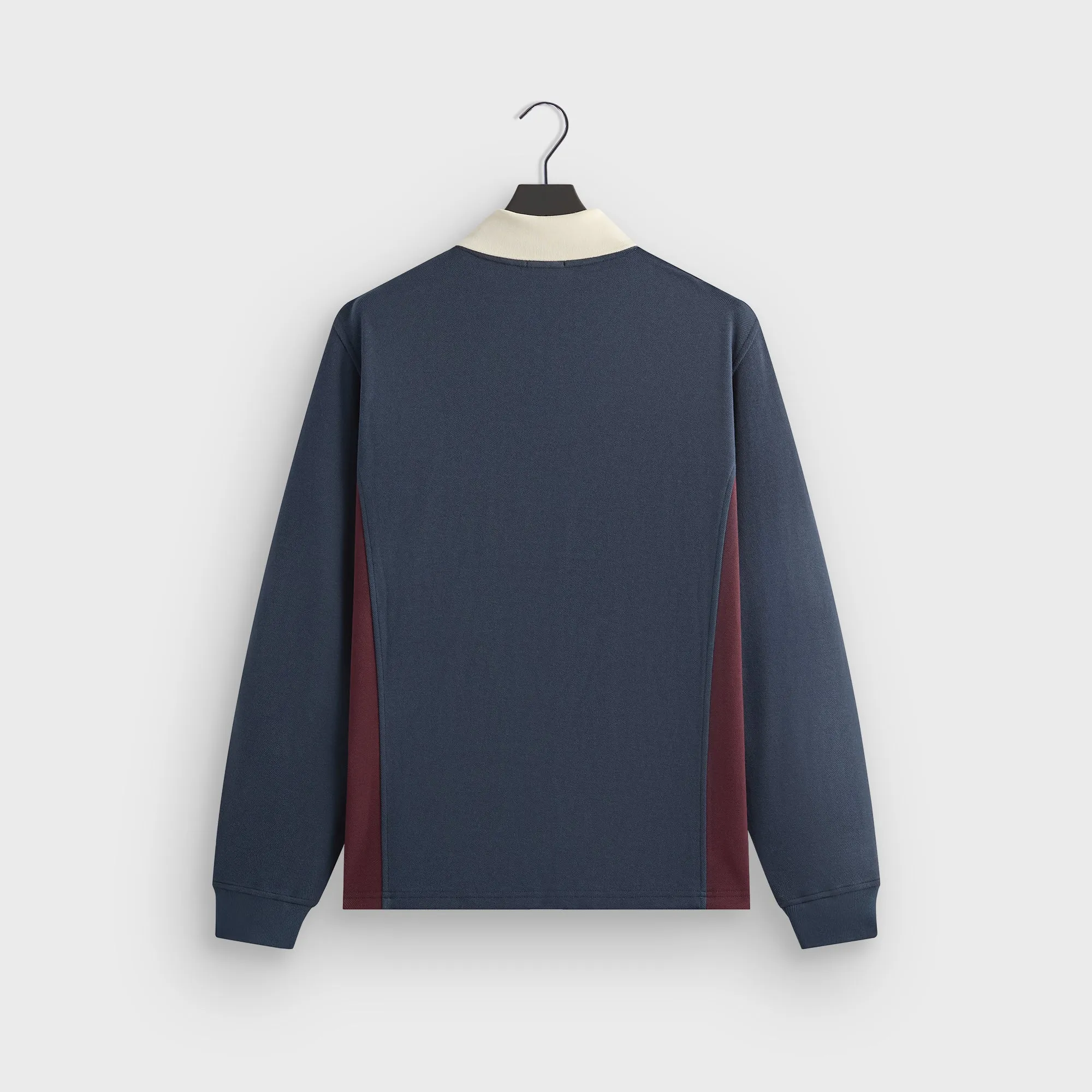 Smart Office Smooth Flatlock Seams Kith Pique Long Sleeve Tap Polo - Nocturnal