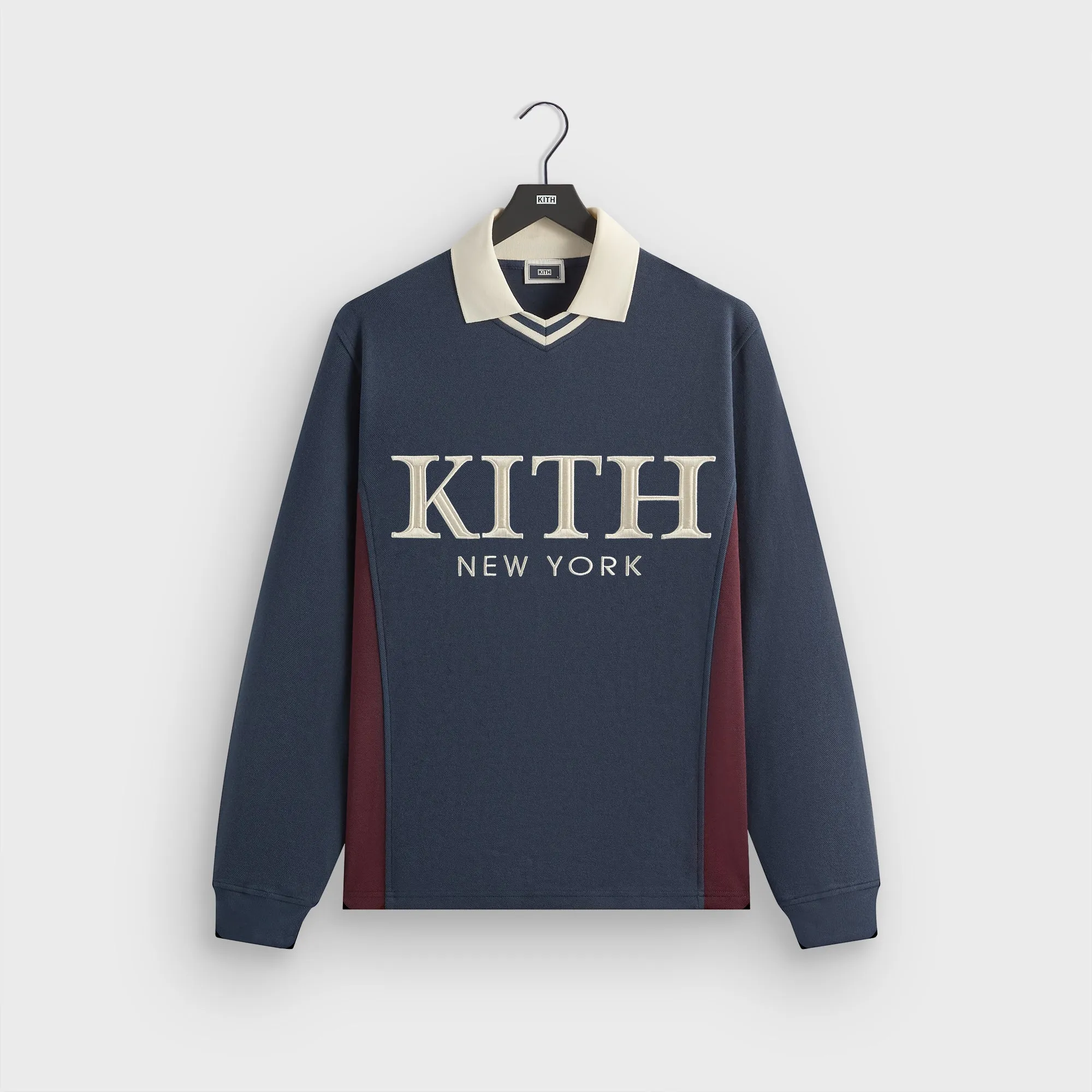Flexible Waistband Colorfast Construction Kith Pique Long Sleeve Tap Polo - Nocturnal