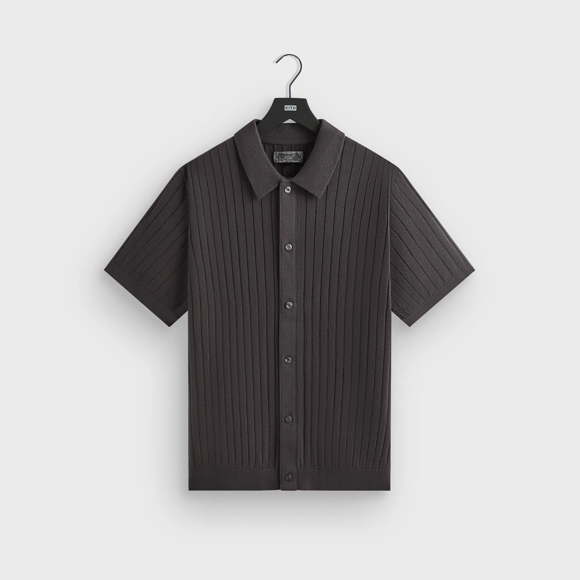 Kith Rhys Knit Stripe Buttondown - Shift natural fiber High Neck