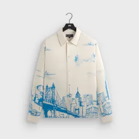 Beach Ready Kith Scenic Long Sleeve Boxy Collared Overshirt - Sandrift