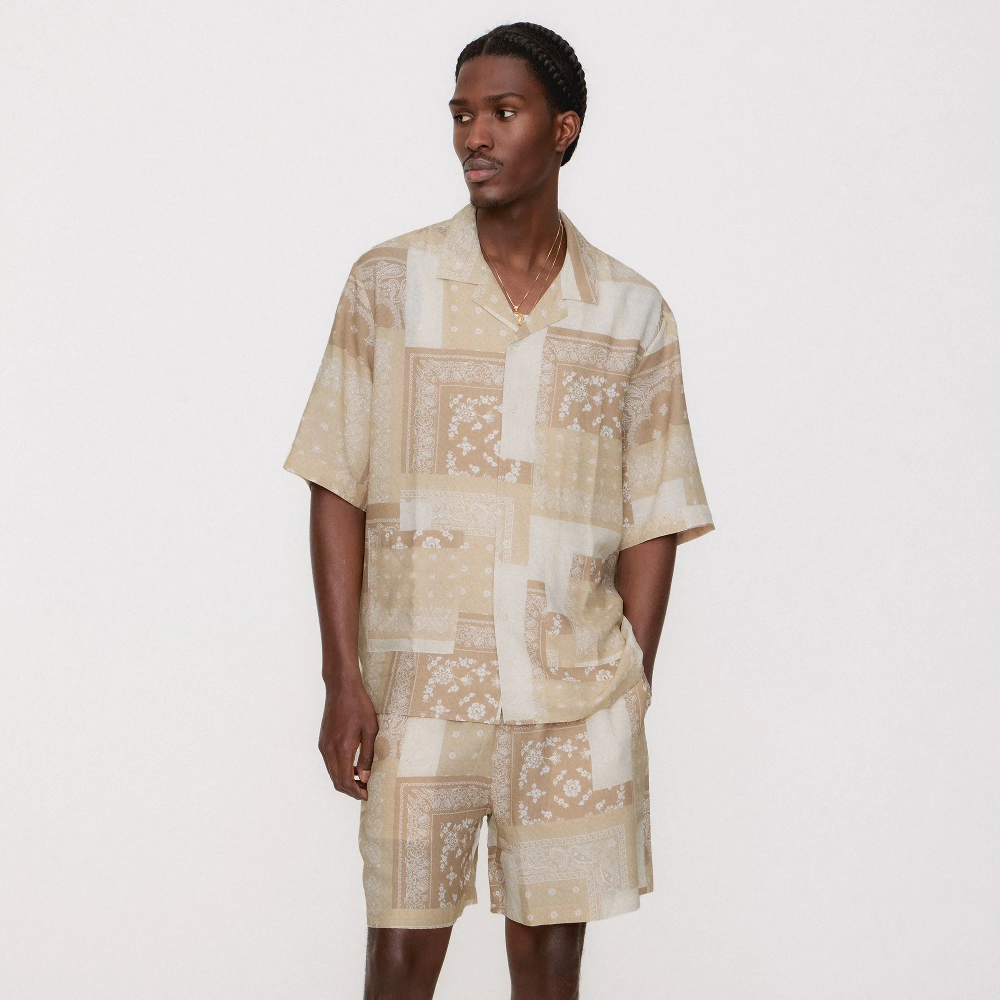 Elegant Finish City Exploration Kith Silk Lyocell Bandana Reade Shirt - Canvas