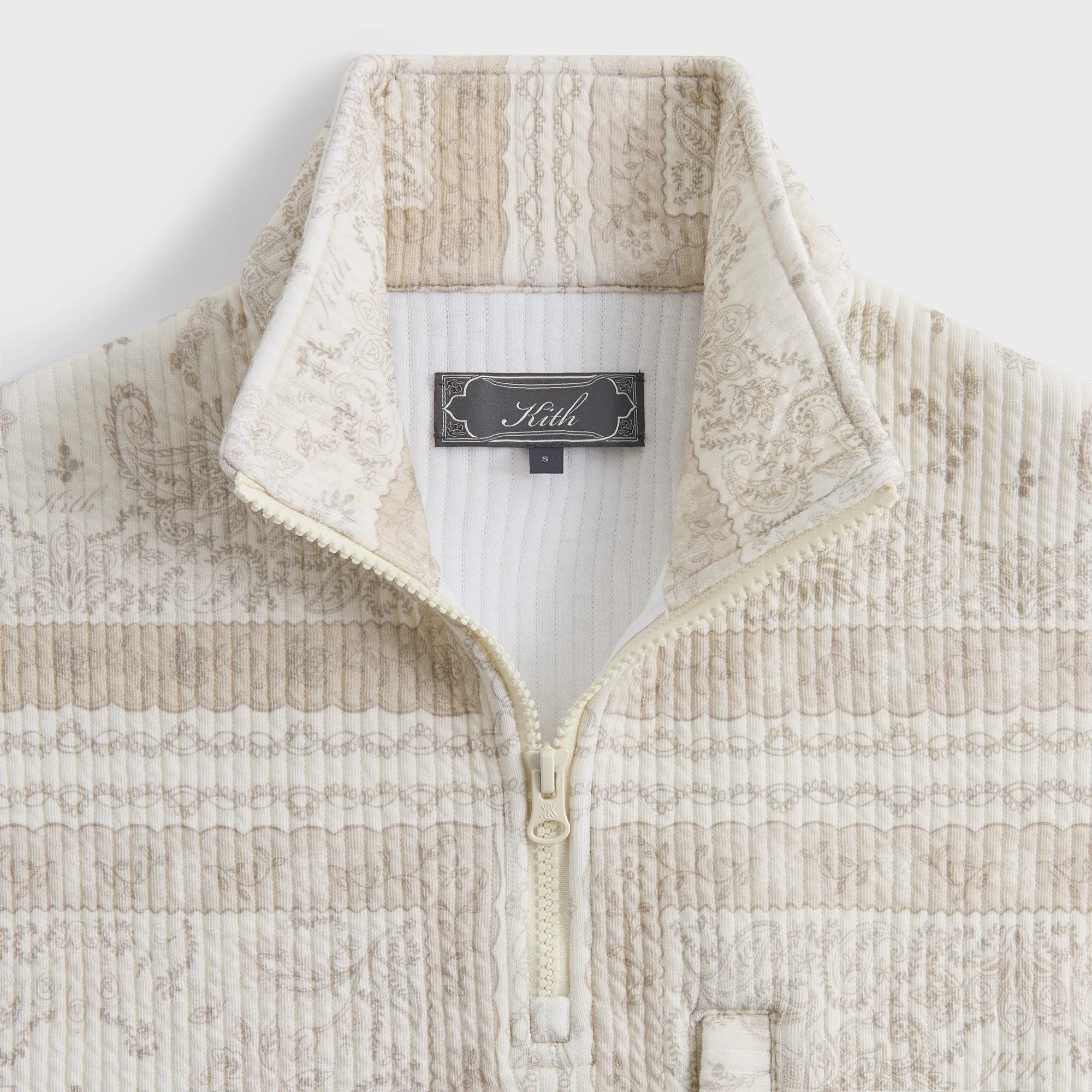 Kith Striped Interlock Claremont Quarter Zip - Canvas WrinkleFreeFinish Easy Comfort