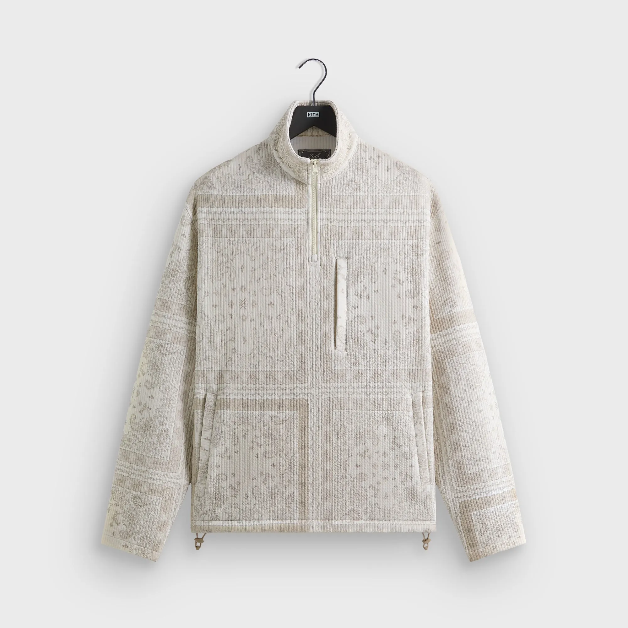 Kith Striped Interlock Claremont Quarter Zip - Canvas Light Reflective Zippers