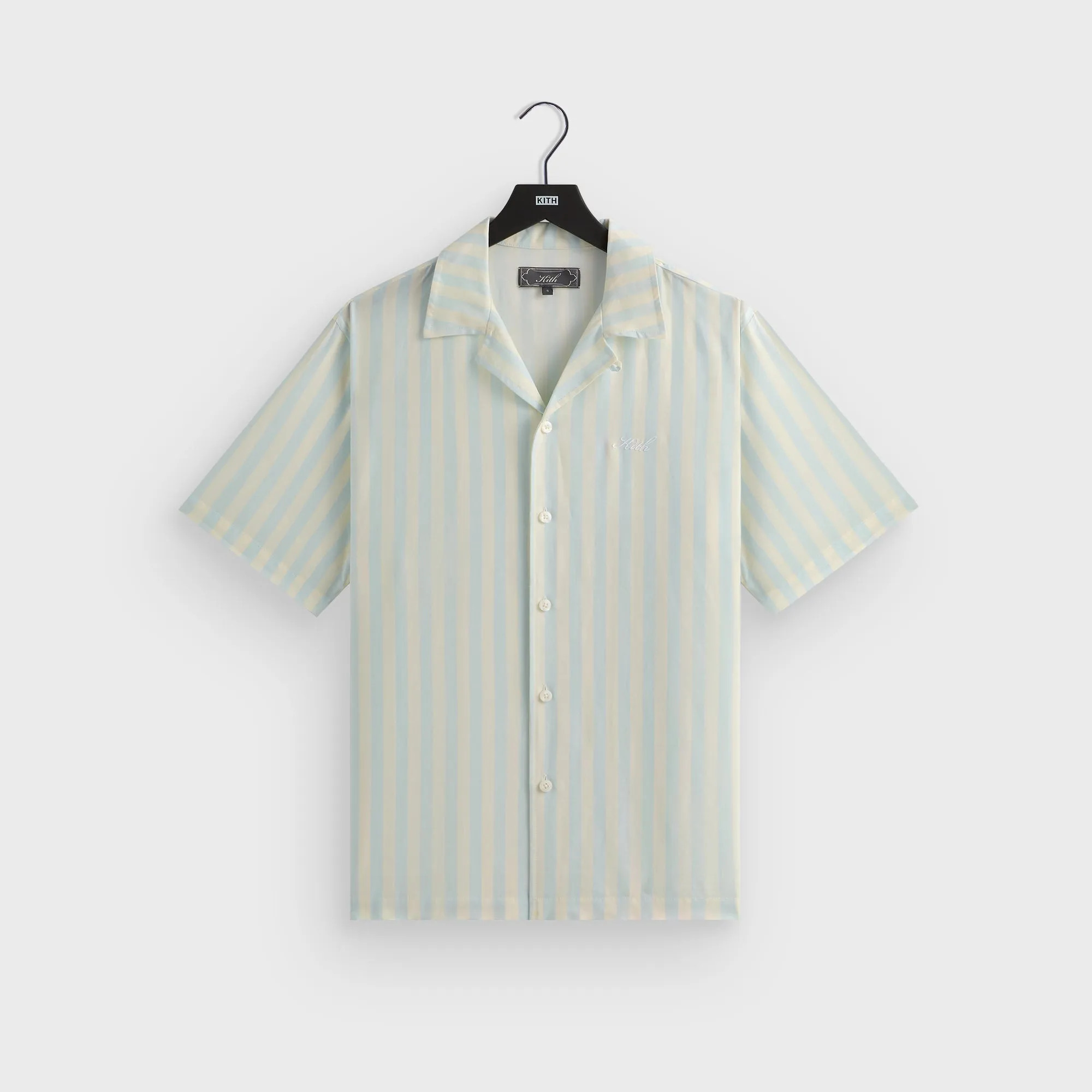 Water Repellent Finish Kith Striped Thompson Camp Collar Shirt - Light Indigo